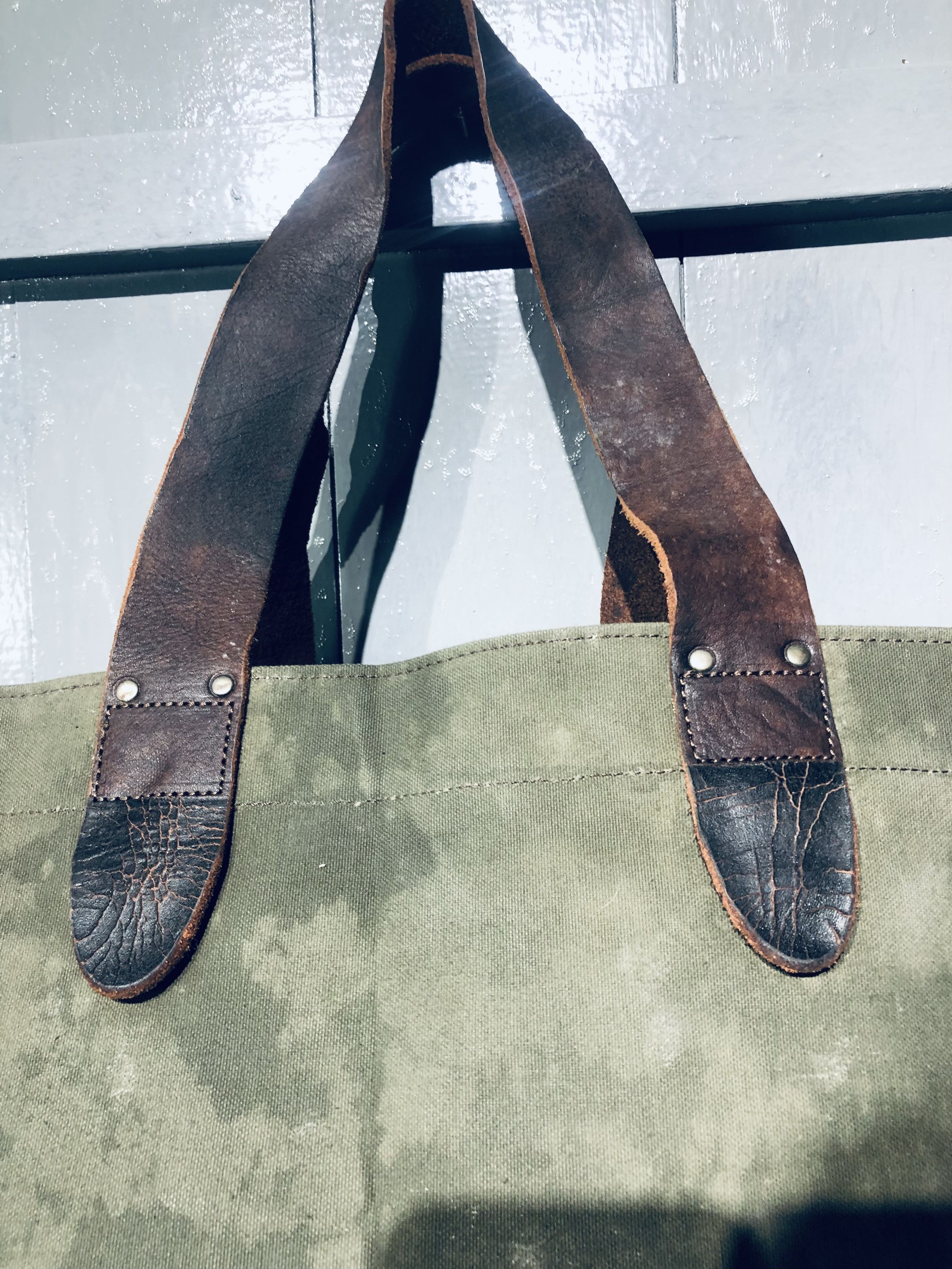 Canvas × Japanese Brand × Leather JAPANESE STREETWEAR FASHION STYLE CANVAS LEATHER TOTEBAG Size ONE SIZE - 17 Thumbnail
