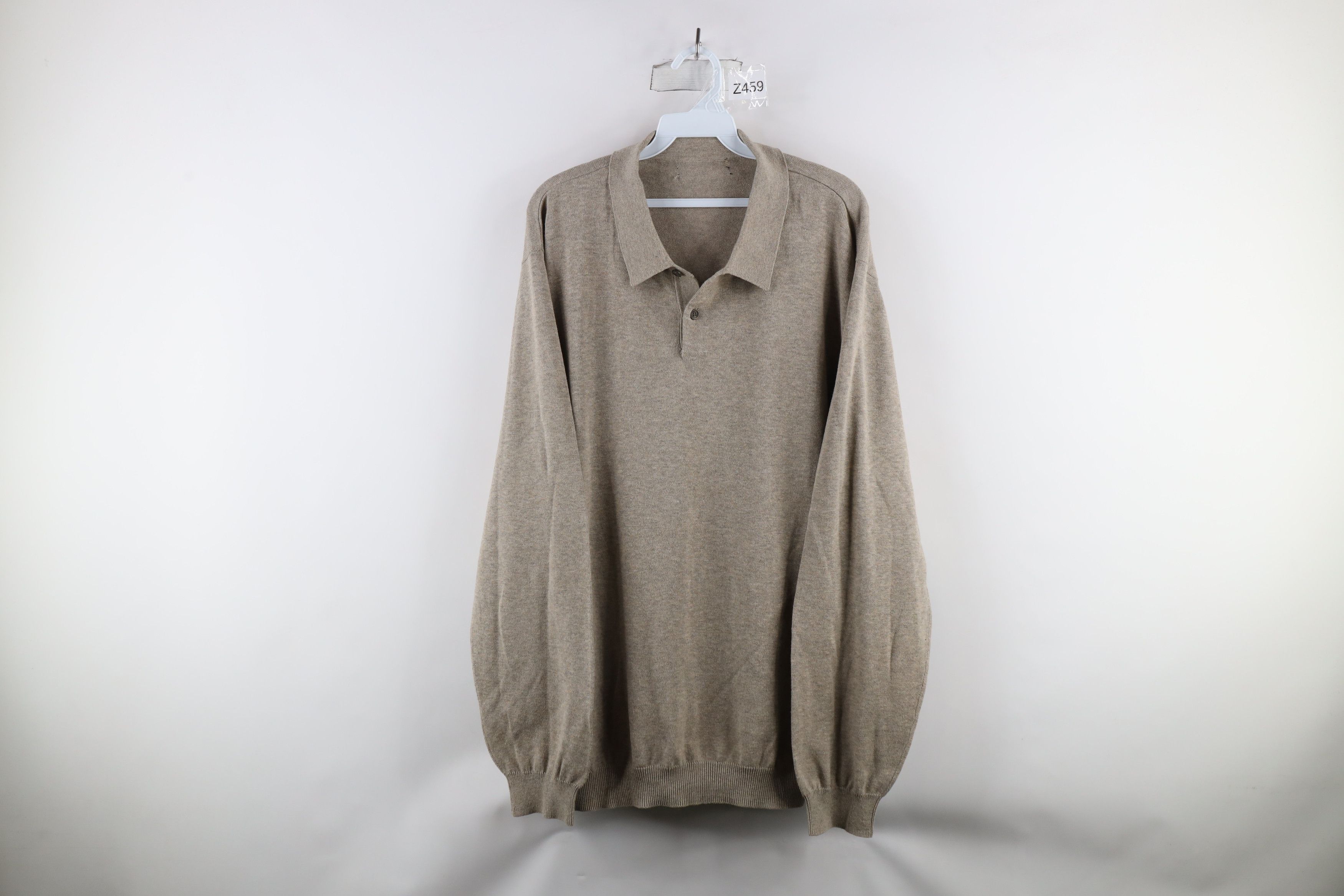 Vintage Vintage 90s Streetwear Collared Pullover Oatmeal Brown Size US XL / EU 56 / 4 - 1 Thumbnail
