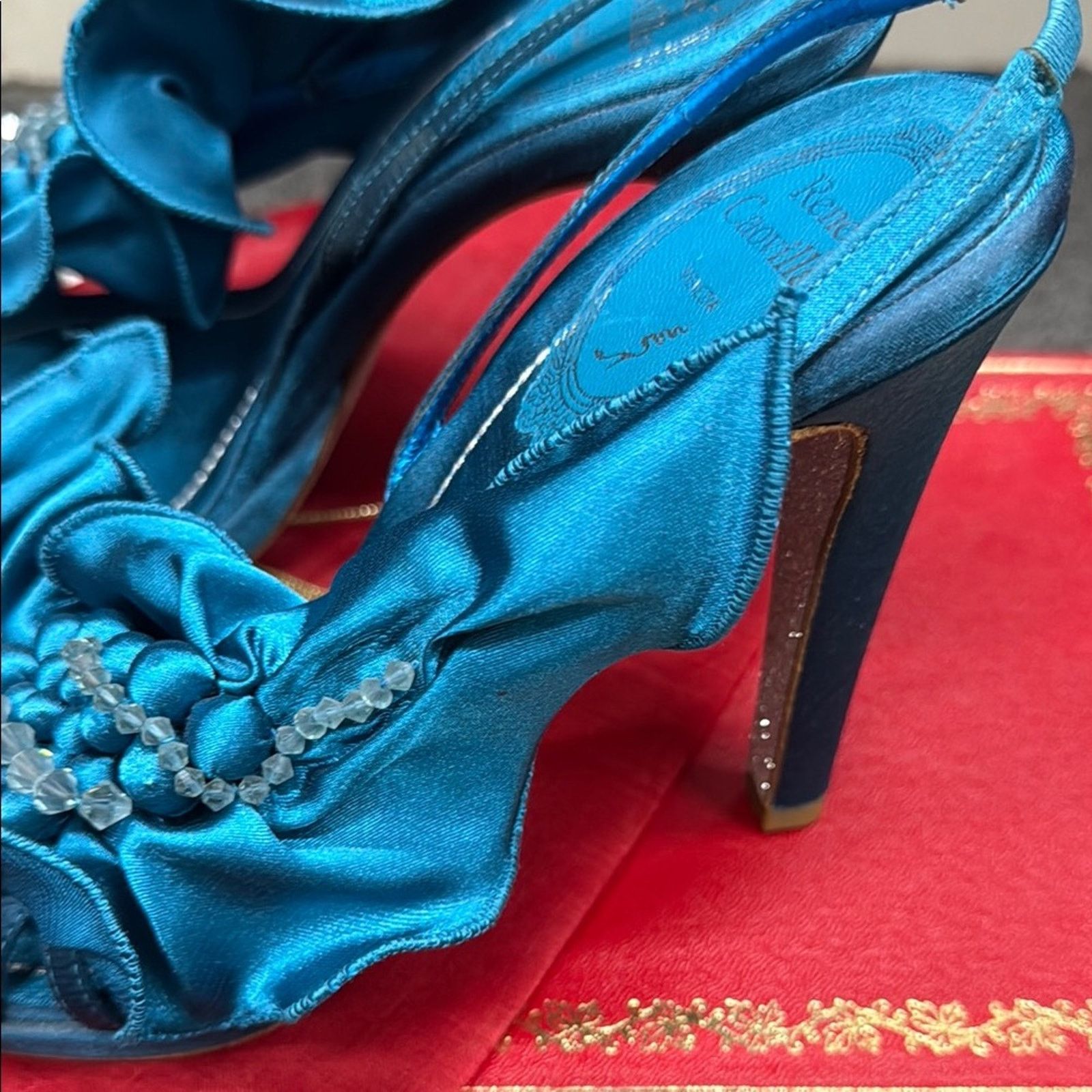 Rene Caovilla NWT Rene Caovilla Blue Satin Women's Shoes Size 37 US 7 Size US 7 / IT 37 - 5 Thumbnail