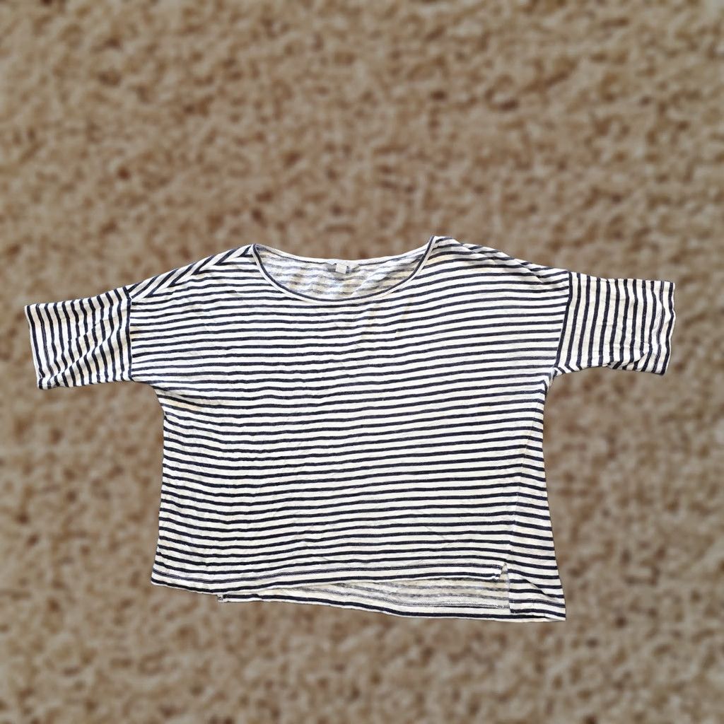 Vintage Pure Top Womens Size 10 Blue White Linen Short Sleeve Boxy Casual Size L / US 10 / IT 46 - 1 Thumbnail