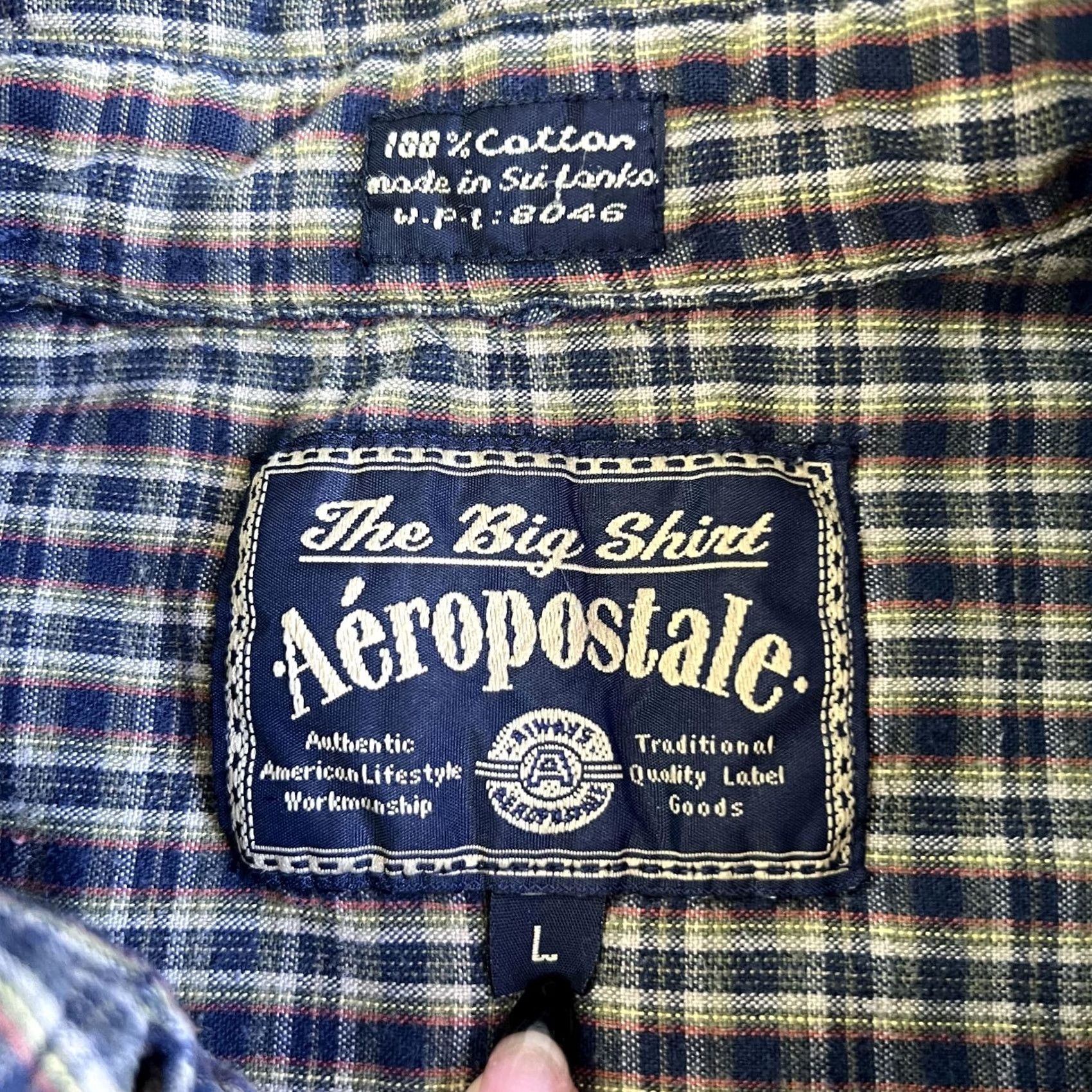 Aeropostale VINTAGE Aeropostale Shirt Mens L Blue Plaid Button Front Long Sleeve Cotton Size US L / EU 52-54 / 3 - 3 Thumbnail