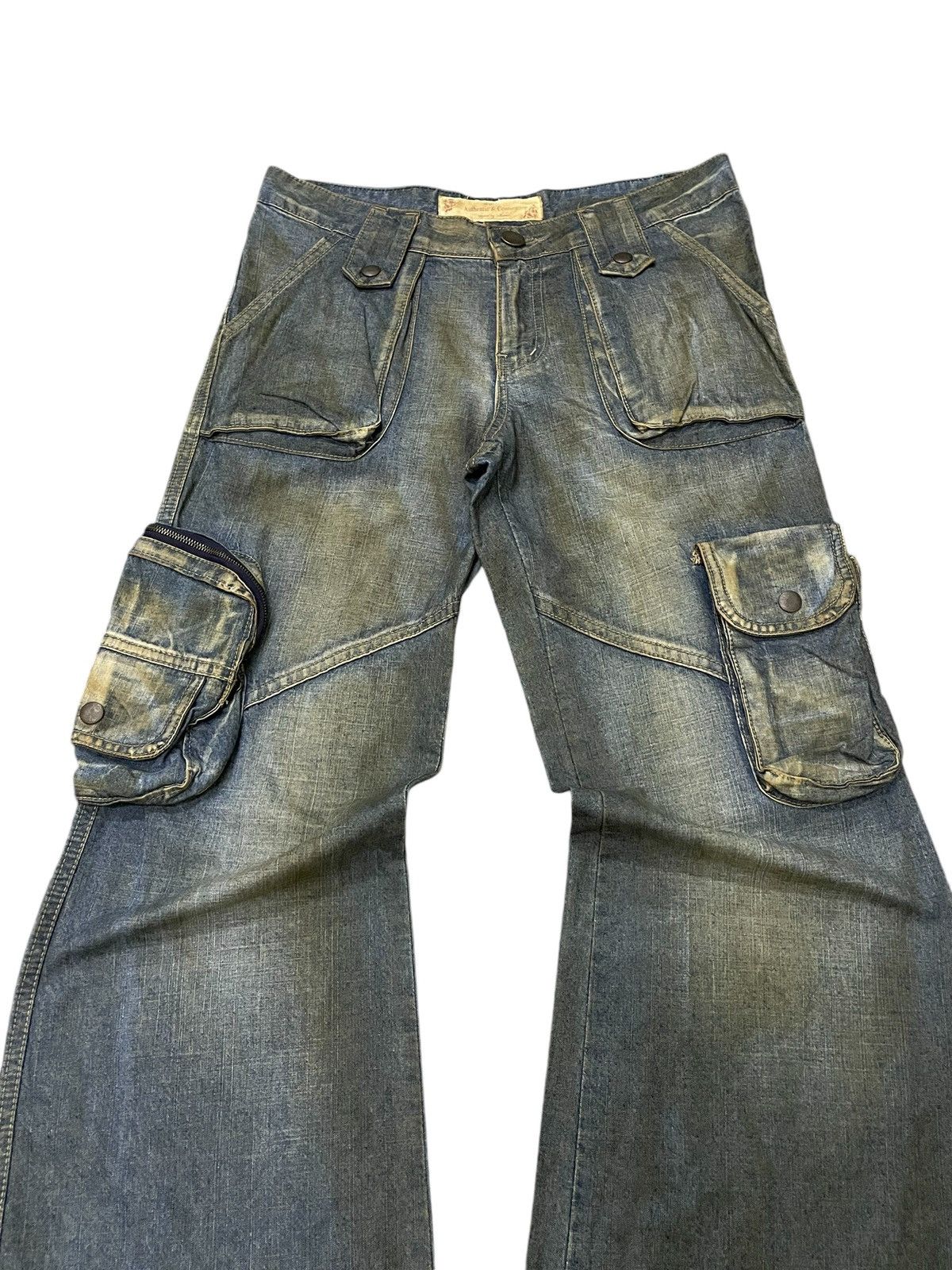 Hysteric Glamour × Japanese Brand × Le Grande Bleu (L.G.B.) Super Flared Authentic & Couture Mud Wash Multi Pocket Jeans Size US 30 / EU 46 - 13 Thumbnail