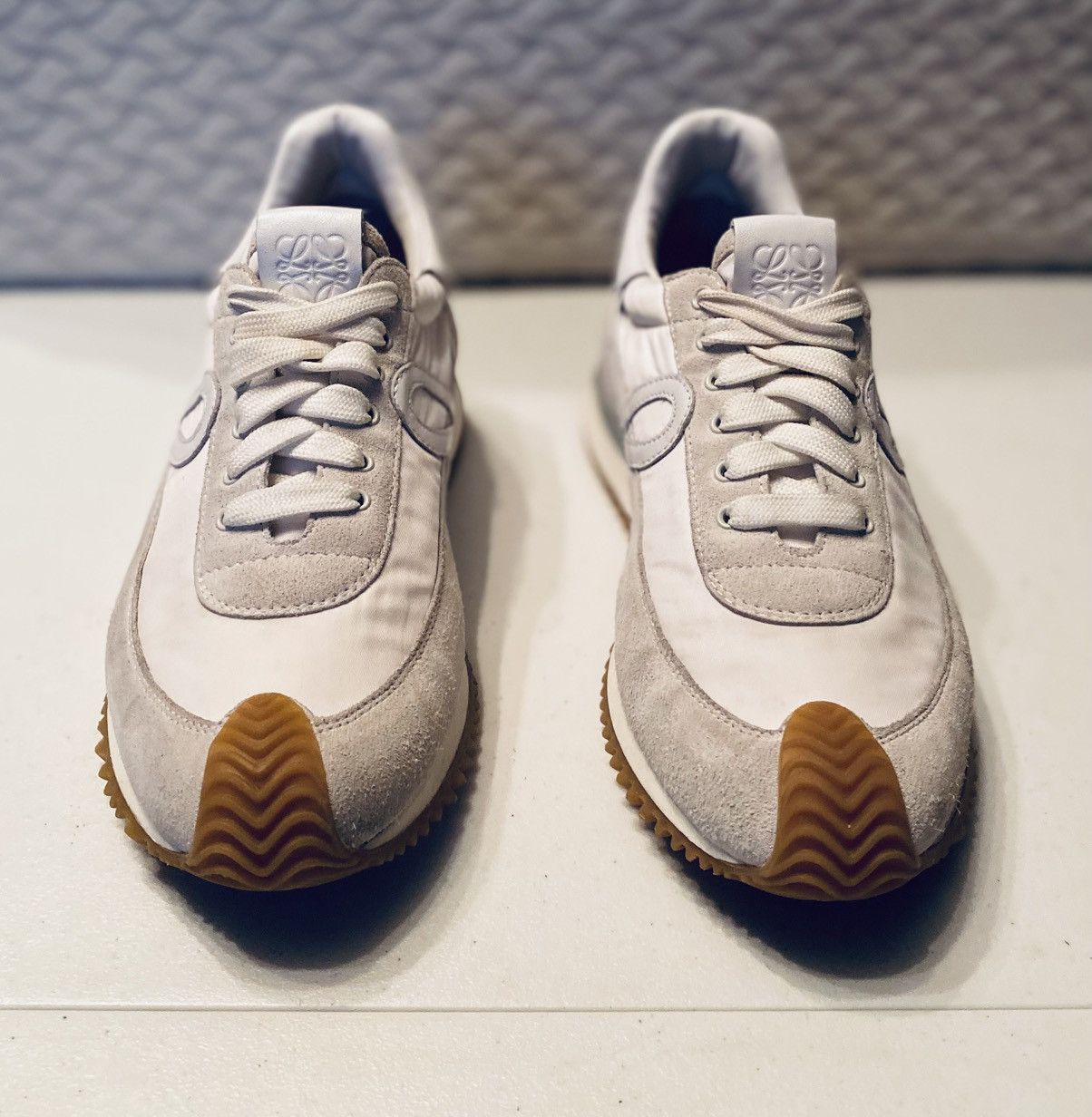 Loewe Loewe 🇮🇹 Flow Retro Runner Sneakers White Techno Suede 9 US Size US 9 / IT 39 - 1 Thumbnail