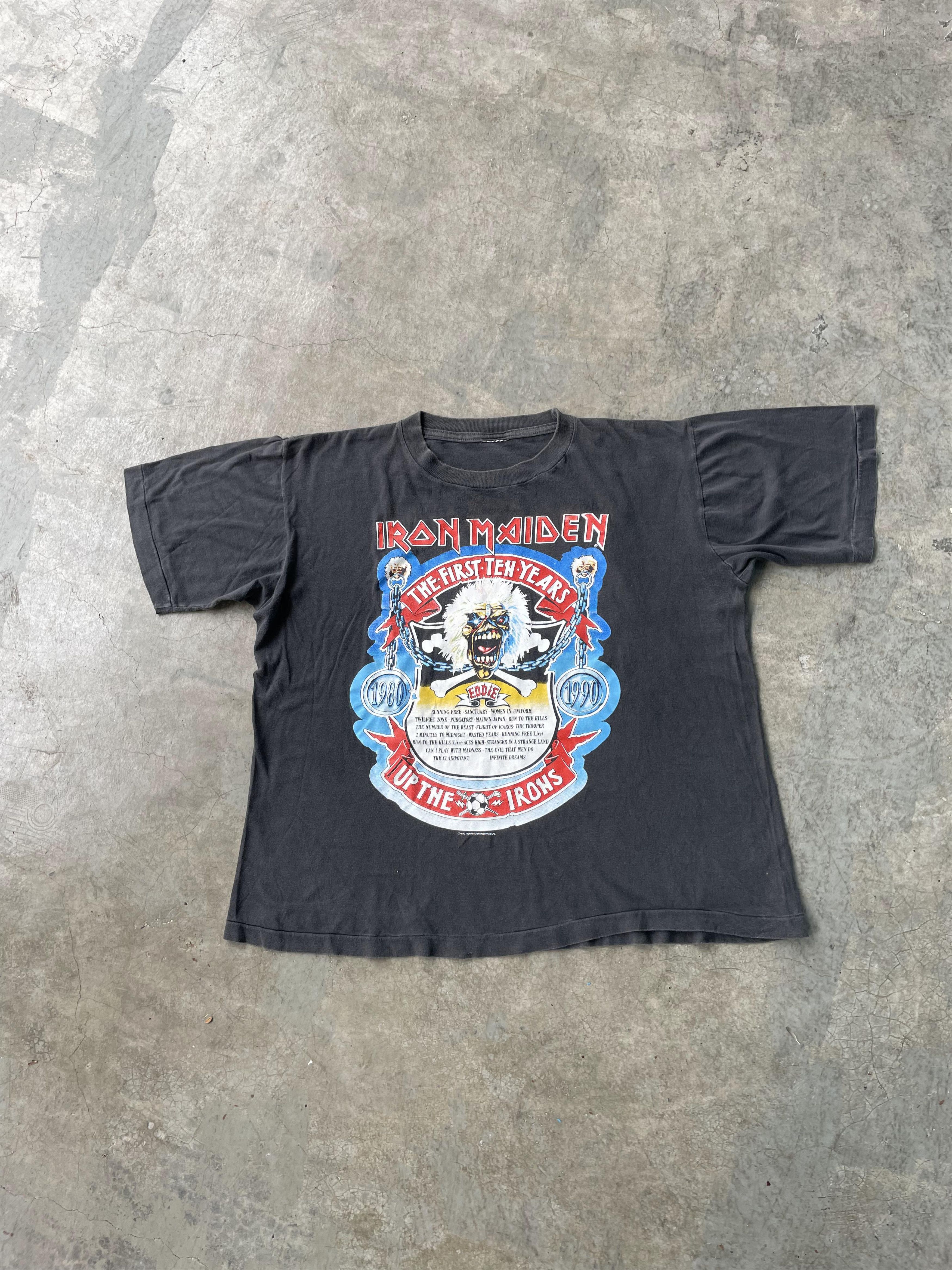 Band Tees × Iron Maiden × Vintage VTG 90's Iron Maiden The 1st Ten Year Tshirt Size US XL / EU 56 / 4 - 1 Thumbnail