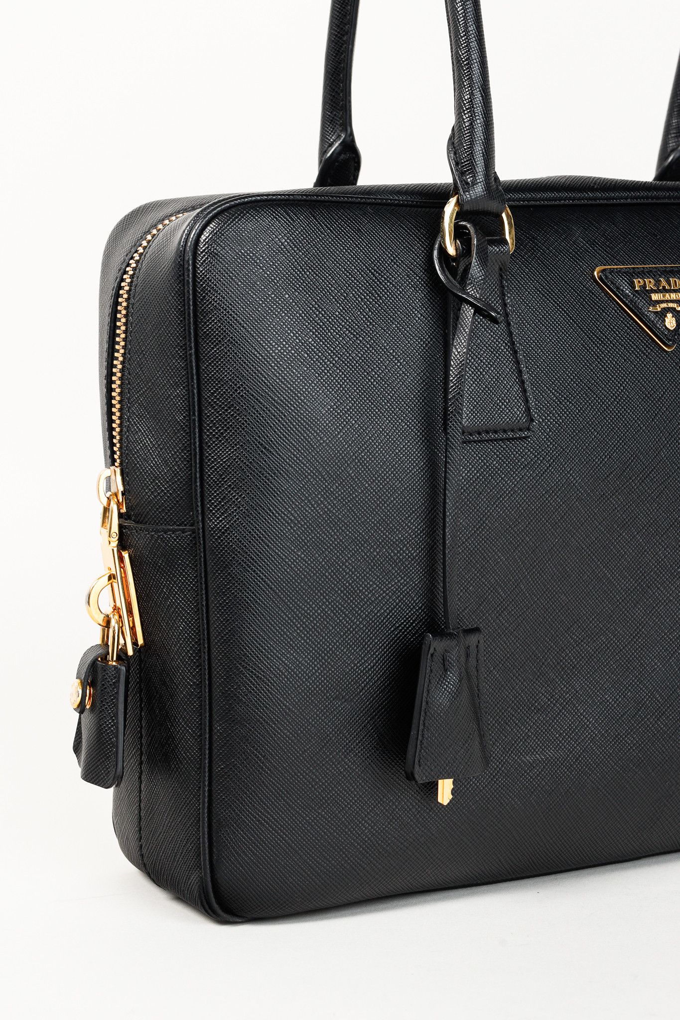 Prada Prada Black Saffiano-Leather Top-Handle Briefcase Size ONE SIZE - 9 Thumbnail
