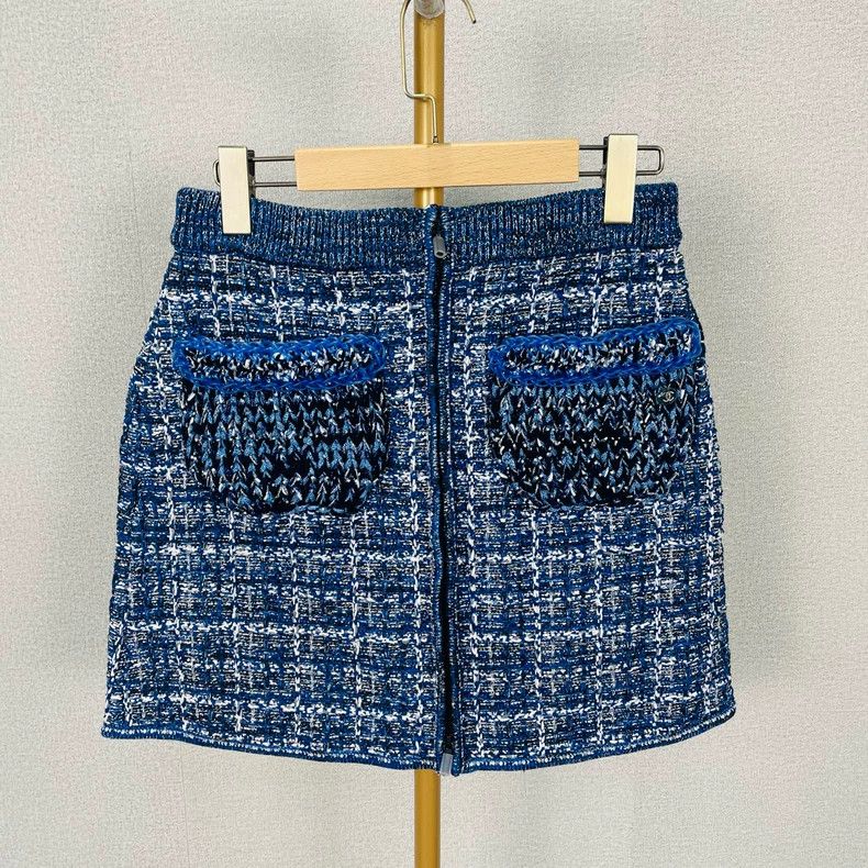 Chanel Chanel Blue Tweed Mini Skirt - dmc Size US 38 / EU 54 - 1 Thumbnail
