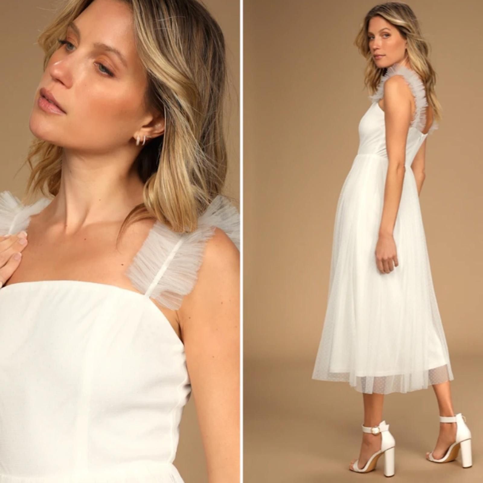 Lulus LULU's Bridal Shower Engagement Swiss Dot Honeymoon Midi Size M / US 6-8 / IT 42-44 - 5 Thumbnail