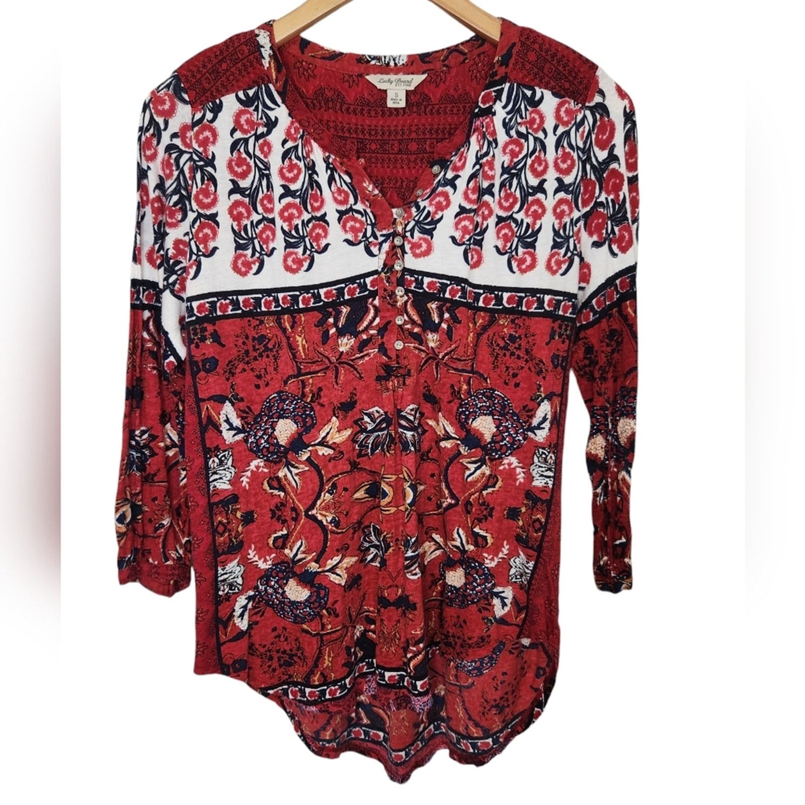 Lucky Brand Lucky Brand Boho Floral print cotton tunic top small Size S / US 4 / IT 40 - 6 Thumbnail