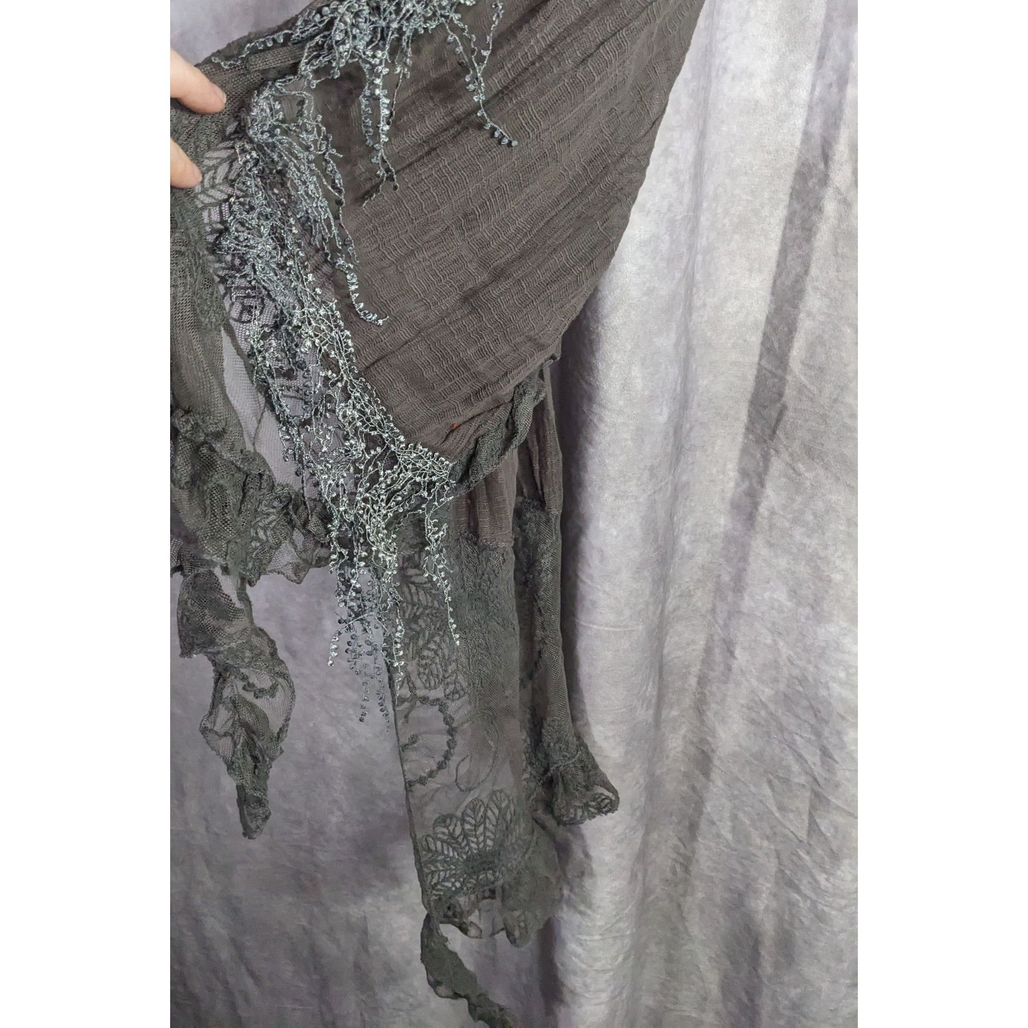 Other Victorian-Inspired Vintage Whimsygoth Gray Scarf With Lace D Size ONE SIZE - 13 Thumbnail