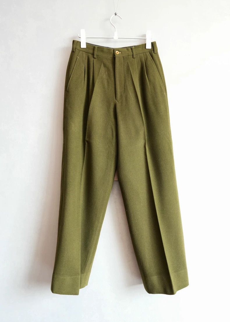 Yohji Yamamoto Yohji Yamamoto Yohji Yamamoto Moss Green Trousers Size US 27 - 1 Thumbnail