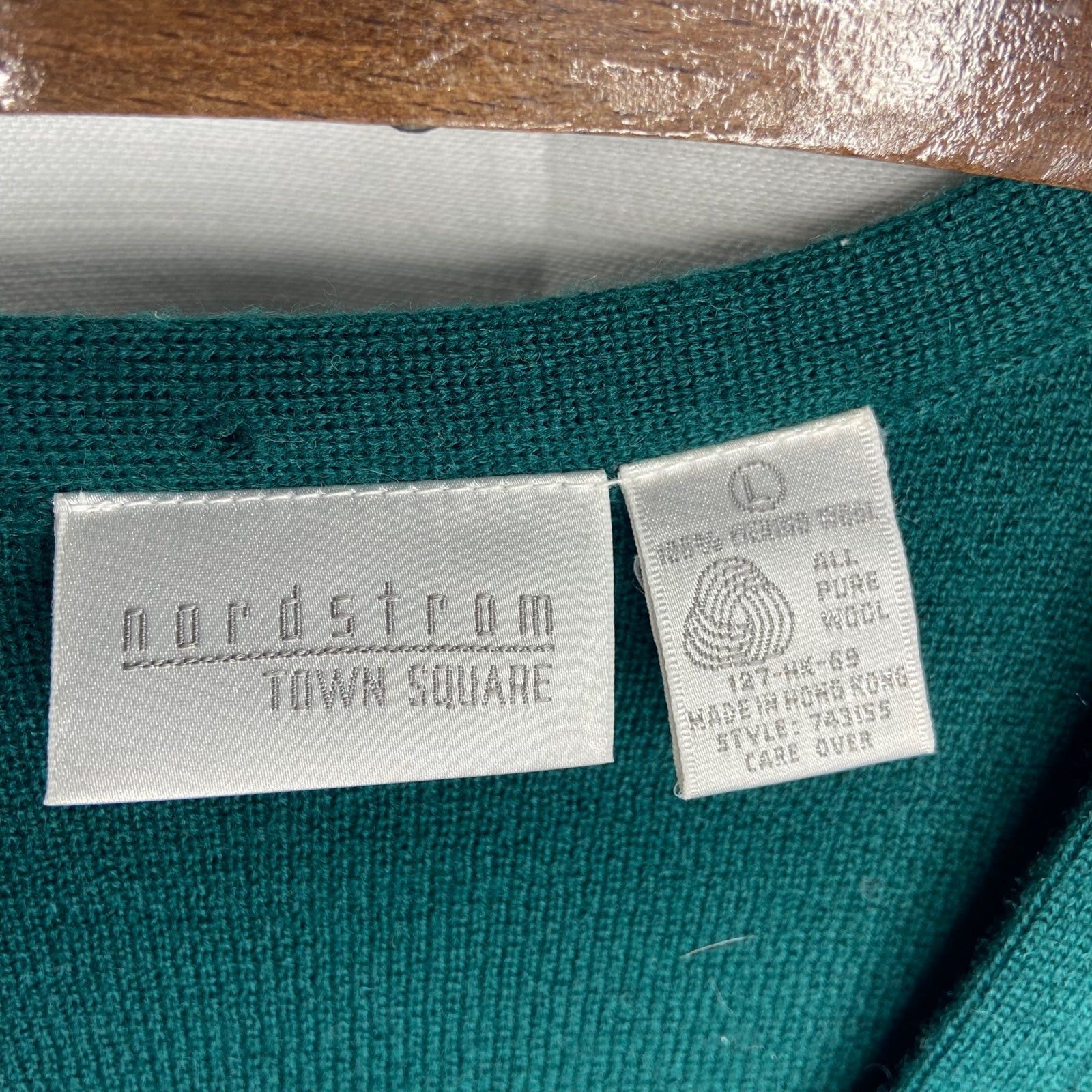 Nordstrom Vintage Nordstrom Town Square Green Wool Cardigan Sweater Size L / US 10 / IT 46 - 3 Thumbnail