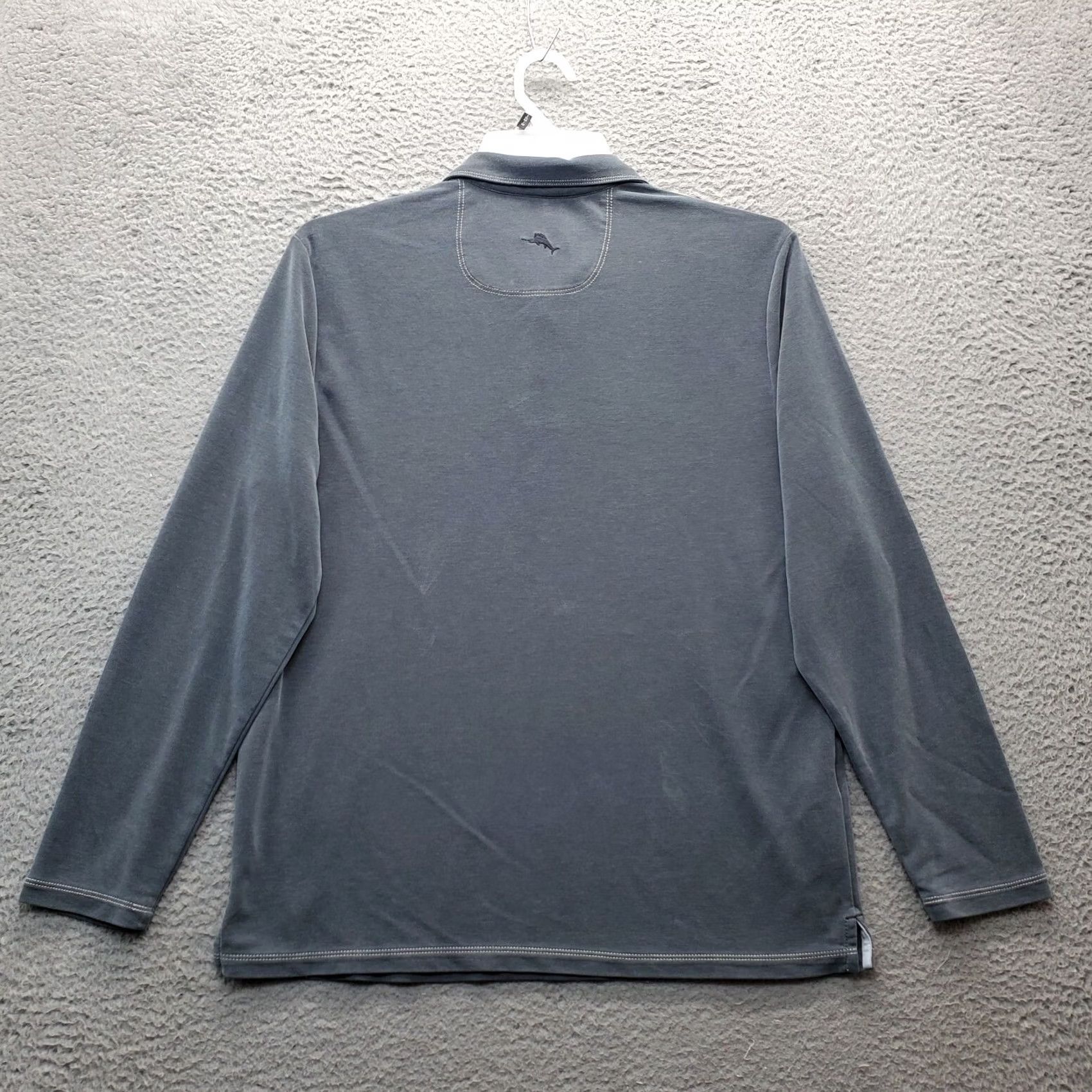 Tommy Bahama Tommy Bahama Polo Shirt Mens M Gray Lyocell Solid Long Sleeve Collared Slit Casual Shirt Size US M / EU 48-50 / 2 - 2 Thumbnail