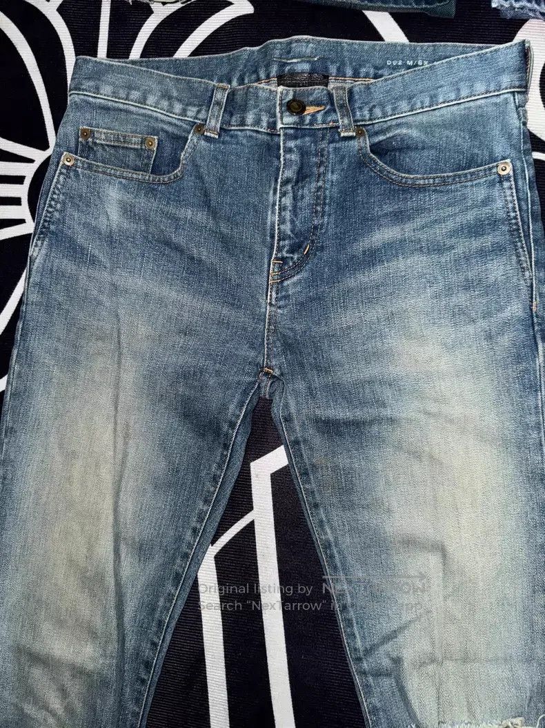 Saint Laurent Paris Saint Laurent Paris Cut-Out Hole Straight Leg Denim Jeans Size US 29 - 4 Thumbnail