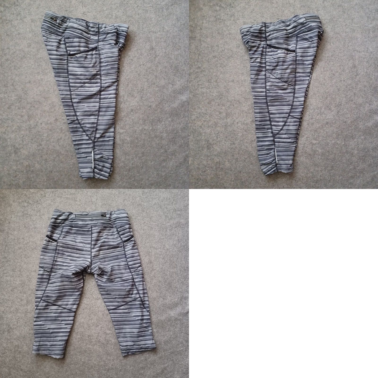 Athleta Athleta Leggings Womens Small Gray Black Striped Capri Zip Pocket Pockets Size 28" / US 6 / IT 42 - 9 Thumbnail