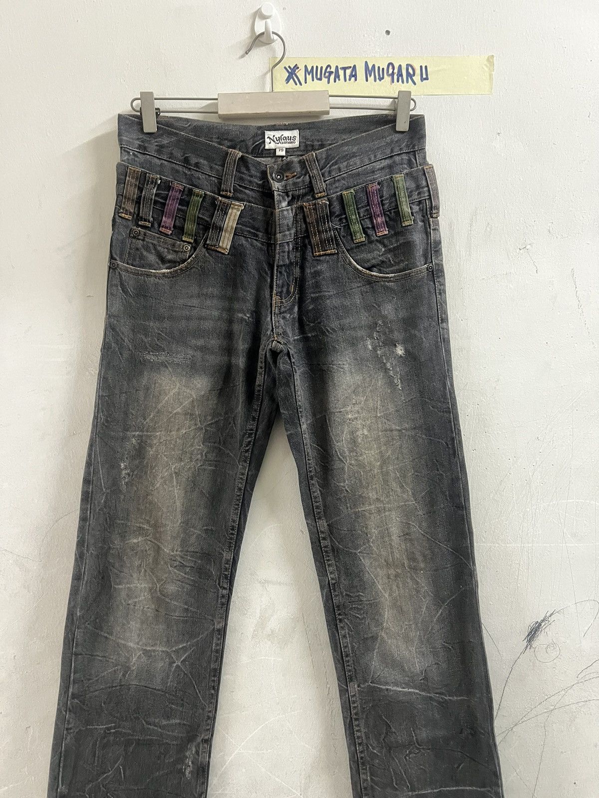 4GSELLER × Japanese Brand DOUBLE WAIST BLACK FADED NYLAUS DENIM PANT Size US 30 / EU 46 - 5 Thumbnail