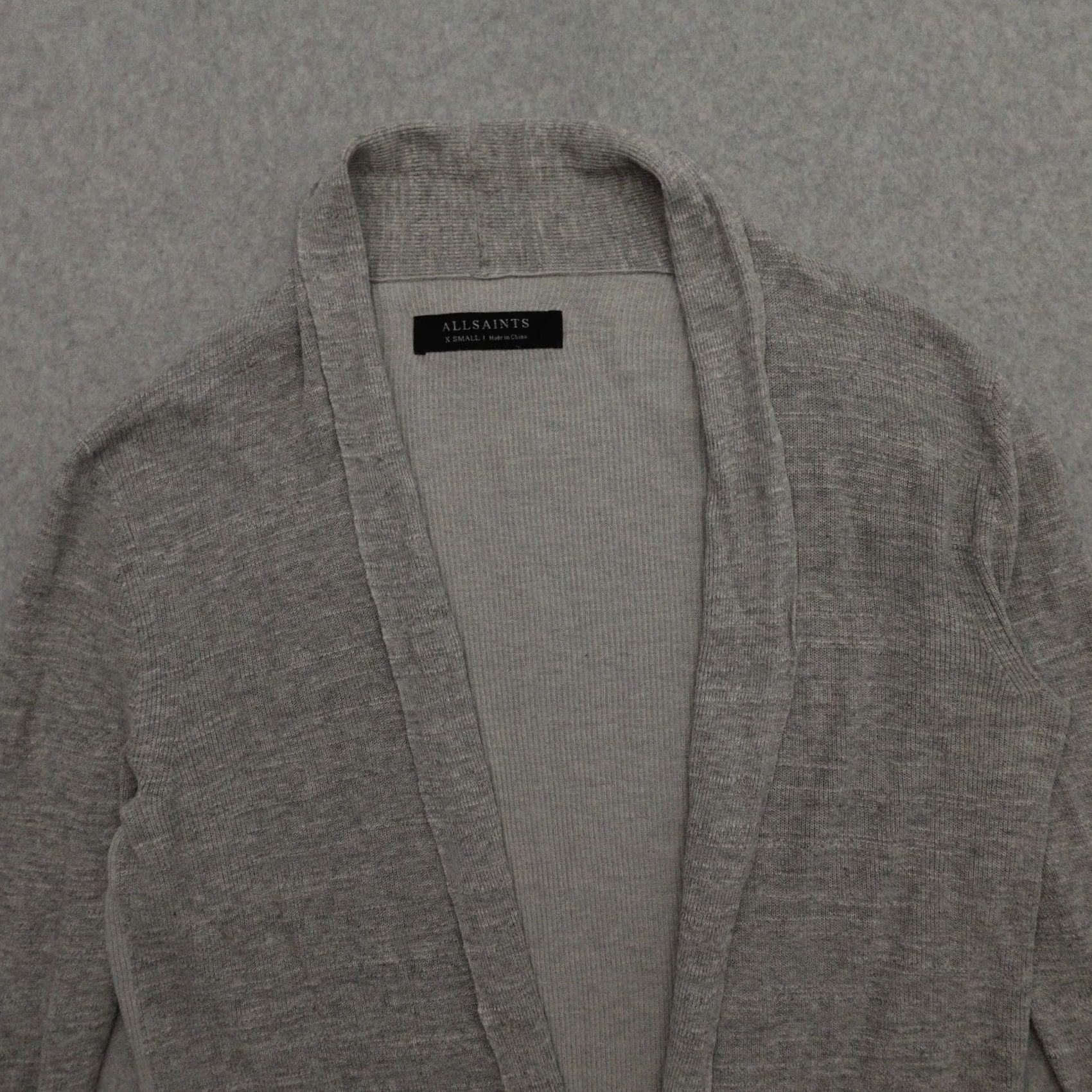 Allsaints ALLSAINTS Cardigan Shirt XS Gray Long Sleeve Knit Merino Wool Open Knit Women Size XS / US 0-2 / IT 36-38 - 7 Thumbnail