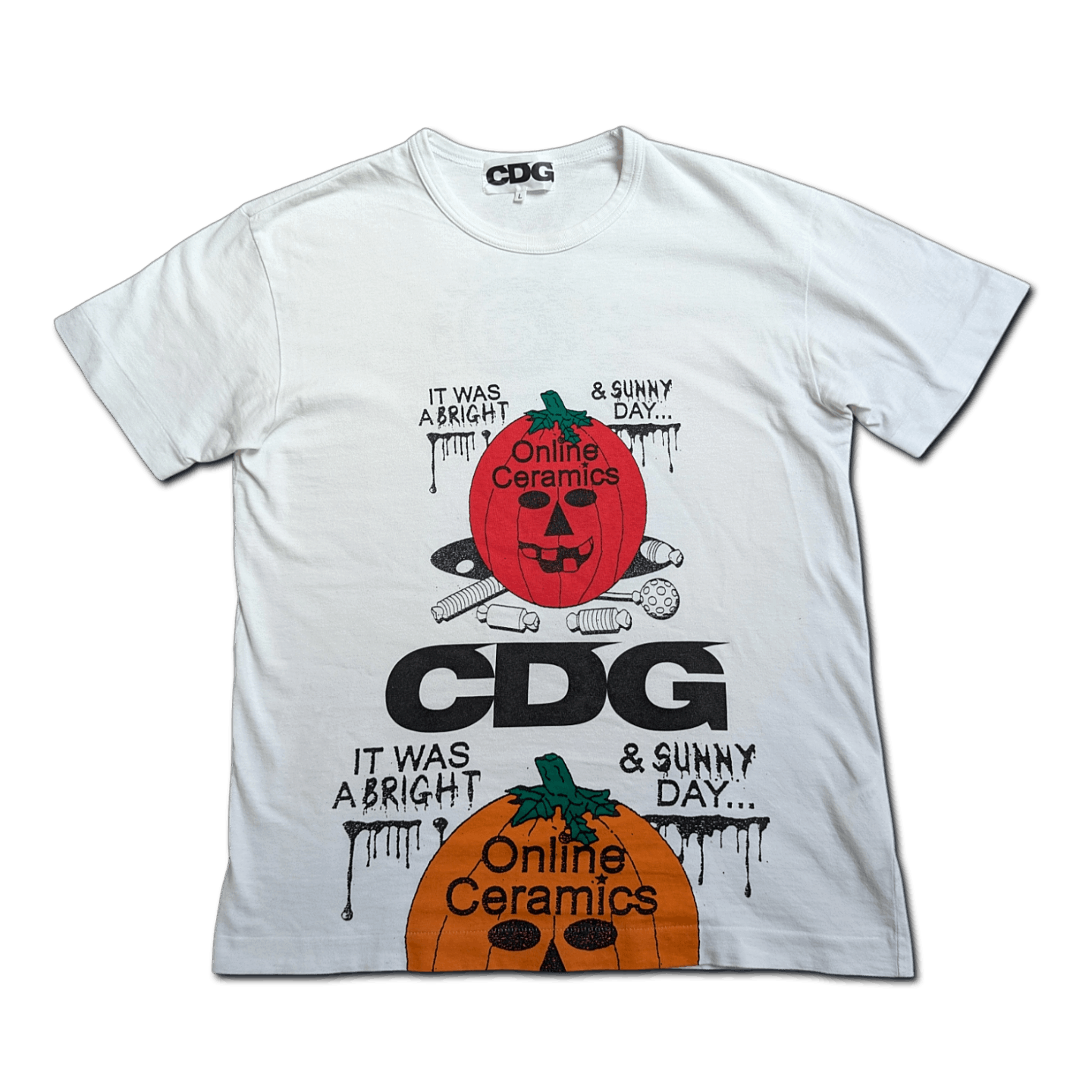 CDG x Online Ceramics White Pumpkin T Shirt Large