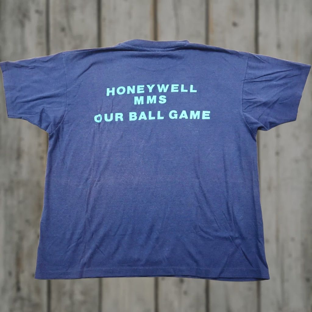 Hanes VINTAGE Hanes MMS Our Ball Game T-Shirt Navy Blue Mens Large USA Shirts Men 80s Graphic Tee Short Sleeve blue Geometric Size US L / EU 52-54 / 3 - 1 Thumbnail