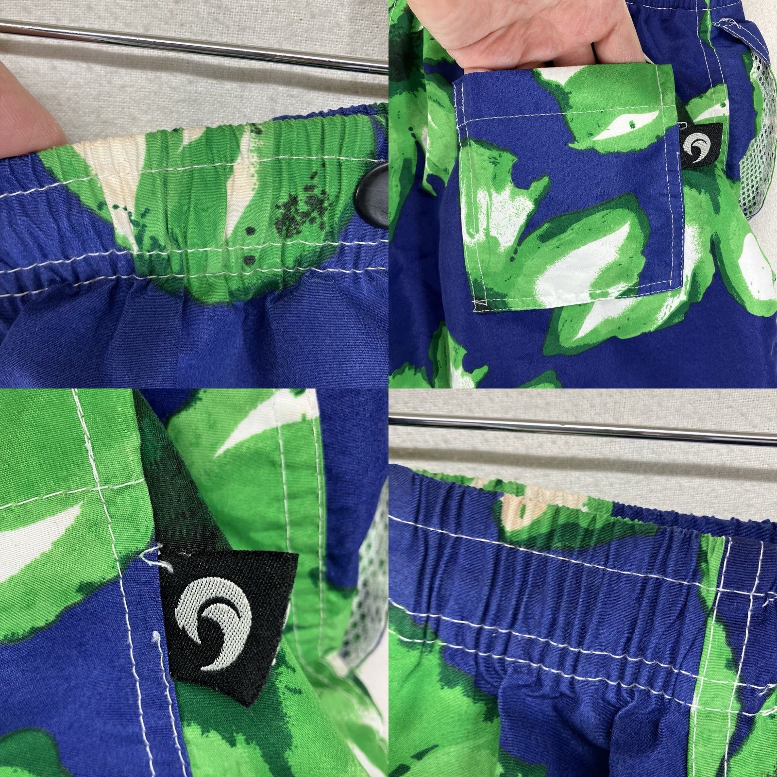Vintage VINTAGE Banana Split Swim Trunks Mens L Blue Floral Hibiscus 80s Beach Hawaiian Lined Pockets Elastic Drawstring Size US 33 - 9 Thumbnail
