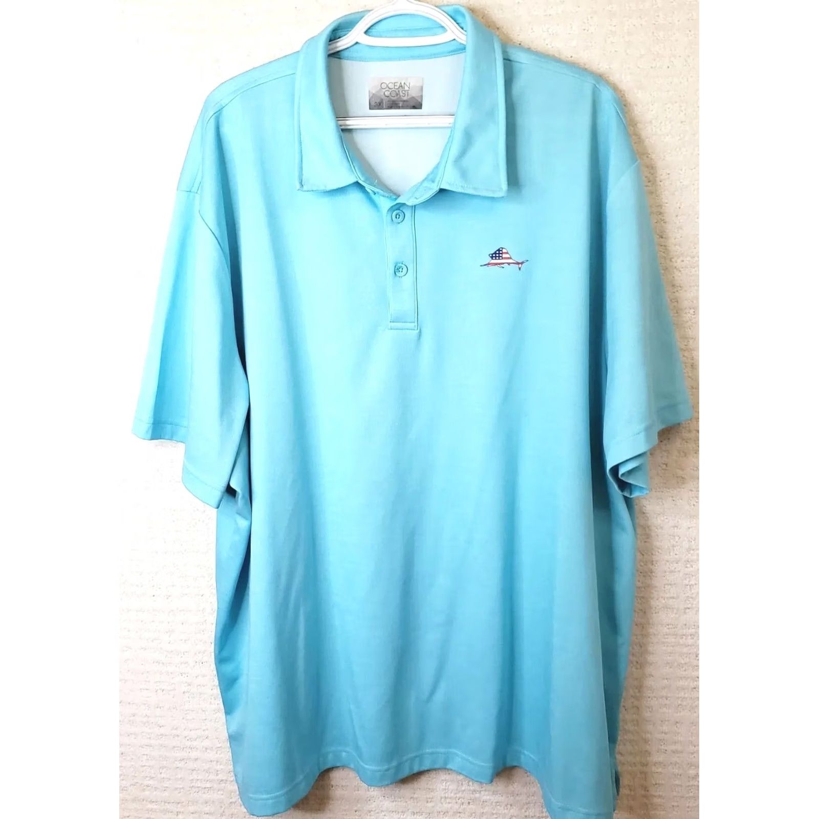 Vintage Ocean & Coast Polo Shirt Men 3XL Blue Short Sleeve Wicking Collared Button 61" Chest Fish Logo Logo Accent Casual Golf Beach Activewear Workwear Size US XXL / EU 58 / 5 - 2 Thumbnail