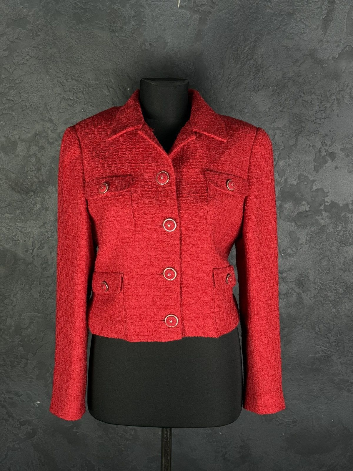 Vintage Archive!! VERSACE Classic V2 80s Red Skirt Jacket Suit Wool Size M / US 6-8 / IT 42-44 - 5 Thumbnail