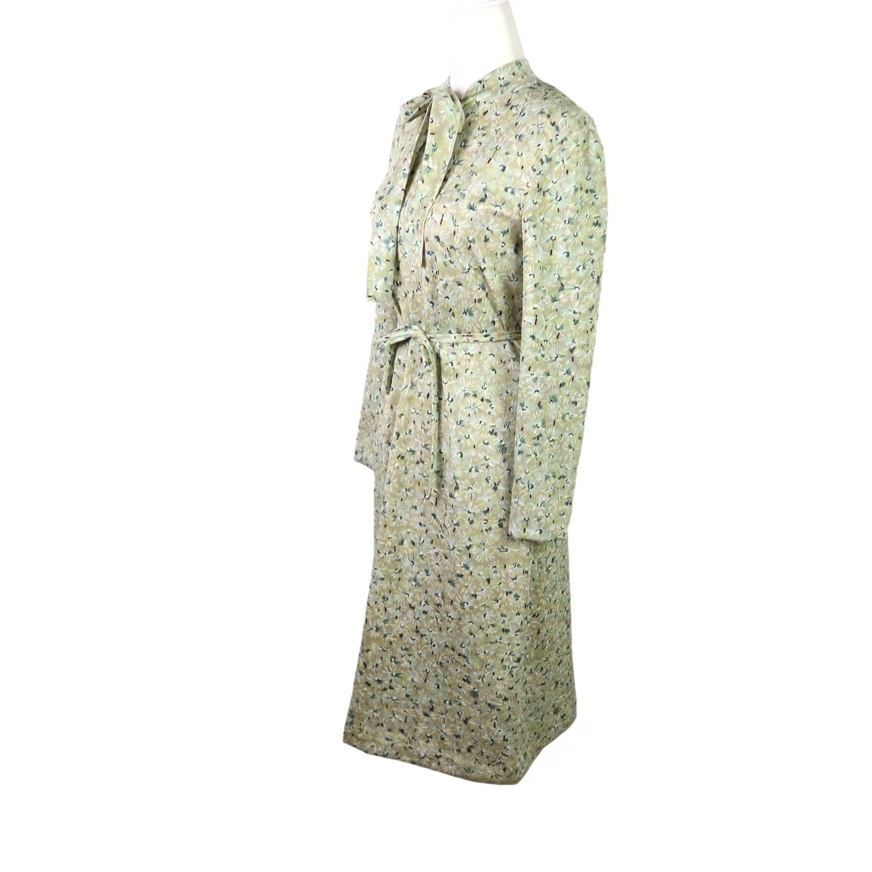 Vintage VINTAGE Vintage 70s light green floral print midi dress bow tie S Size S / US 4 / IT 40 - 3 Thumbnail