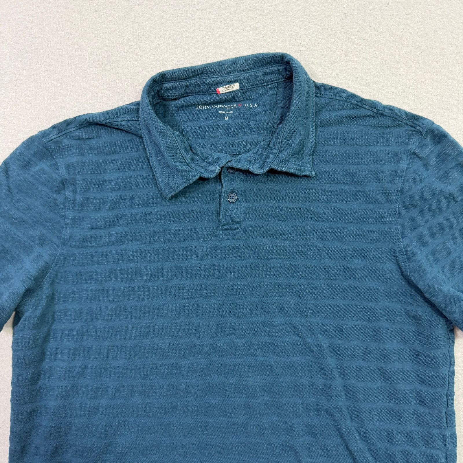 John Varvatos John Varvatos Striped Short Sleeve Polo Shirt Medium Blue Size US M / EU 48-50 / 2 - 2 Thumbnail