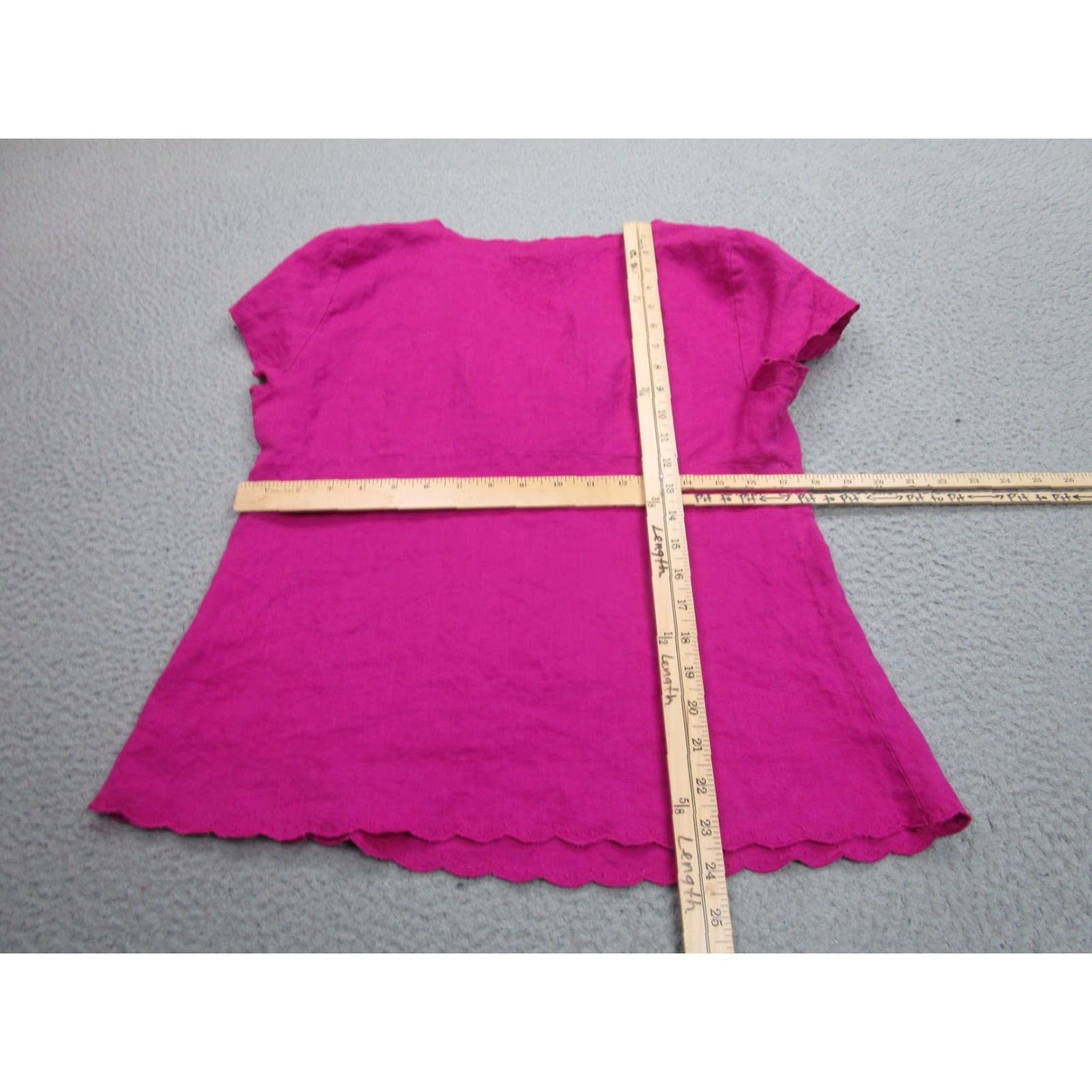 Vintage Richard Malcolm Blouse Womens L Pink Linen Embroidered V Neck Top Scallop Hem Size L / US 10 / IT 46 - 7 Thumbnail
