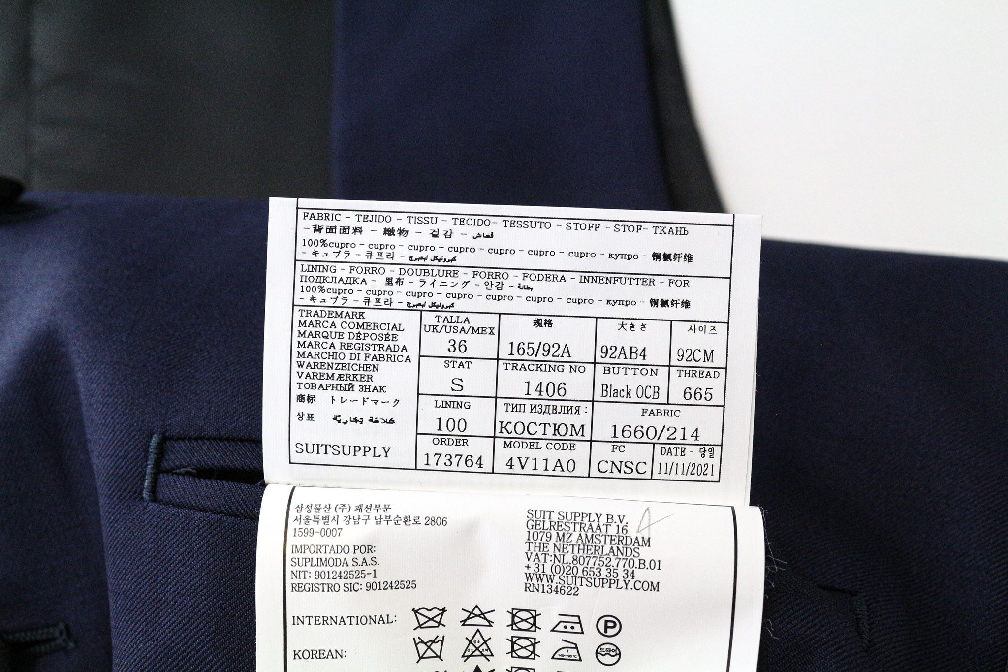 Suitsupply UK36S Navy Slim Wool Tuxedo Suit 75883 Size 36S - 9 Thumbnail