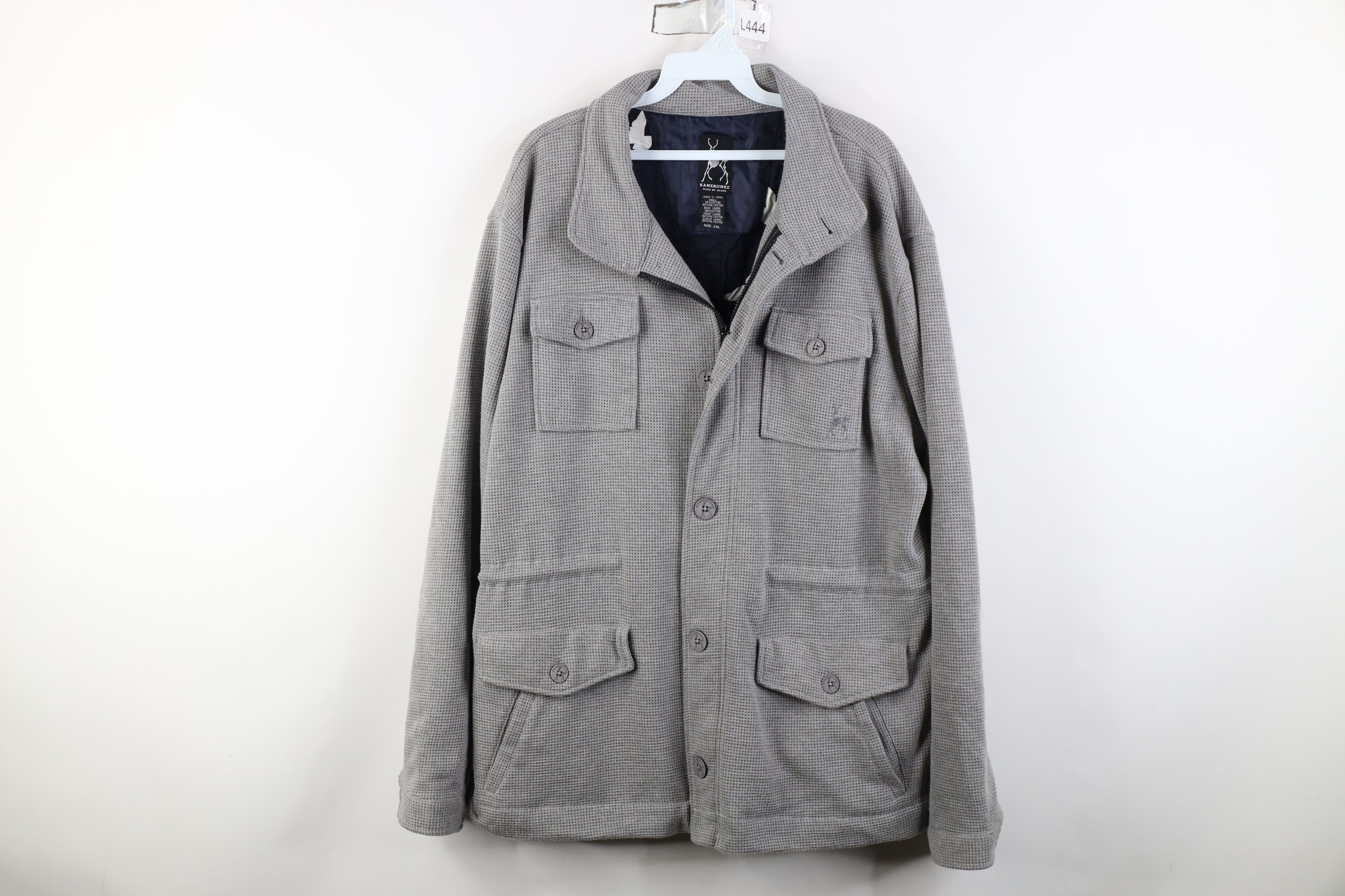 Vintage Y2K Streetwear Knit Military Style Full Zip Jacket Gray Size US XXL / EU 58 / 5 - 1 Thumbnail
