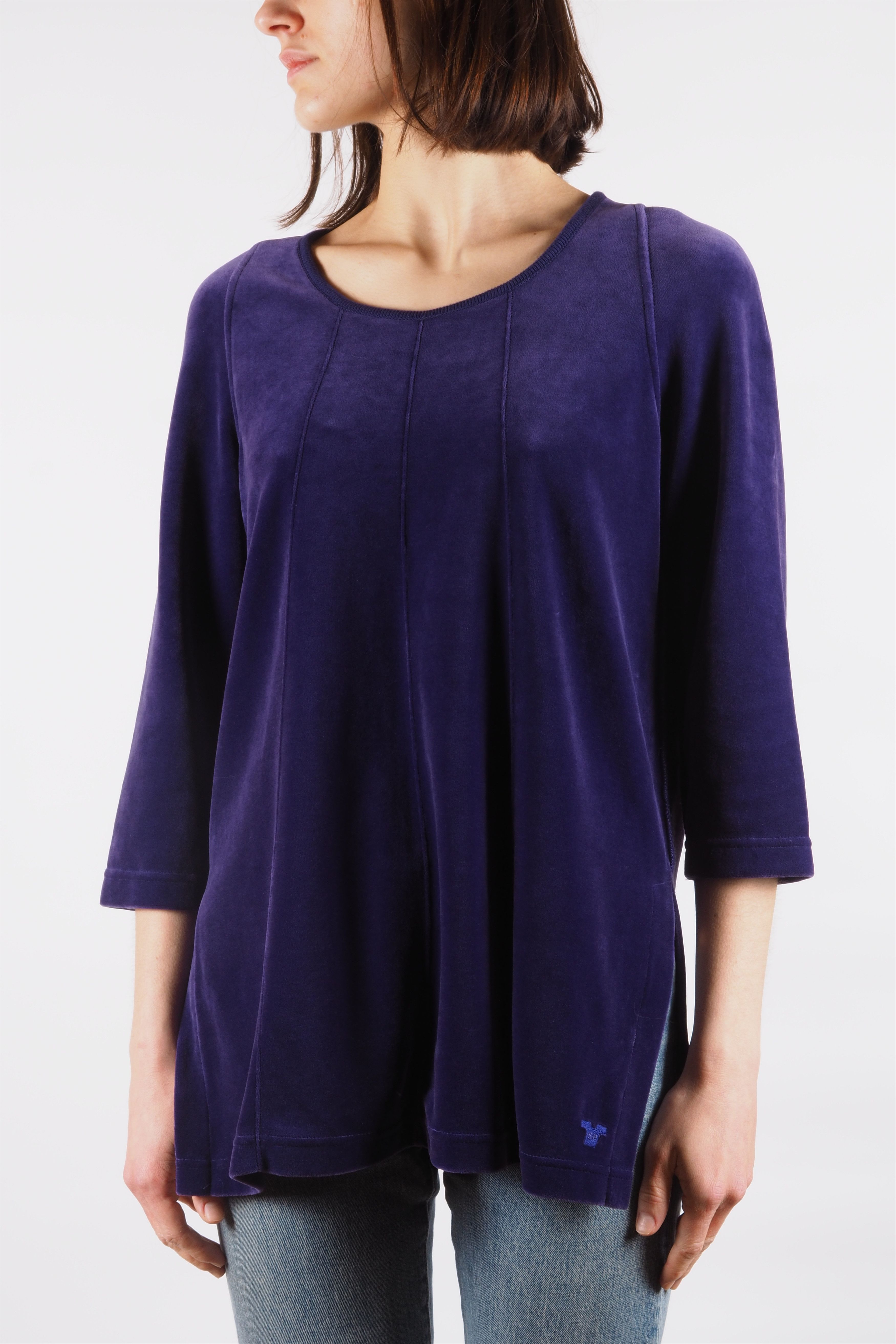 Sonia Rykiel Sonia Rykiel Vintage Women's Violet Purple Velour Logo Top Size L / US 10 / IT 46 - 2 Thumbnail