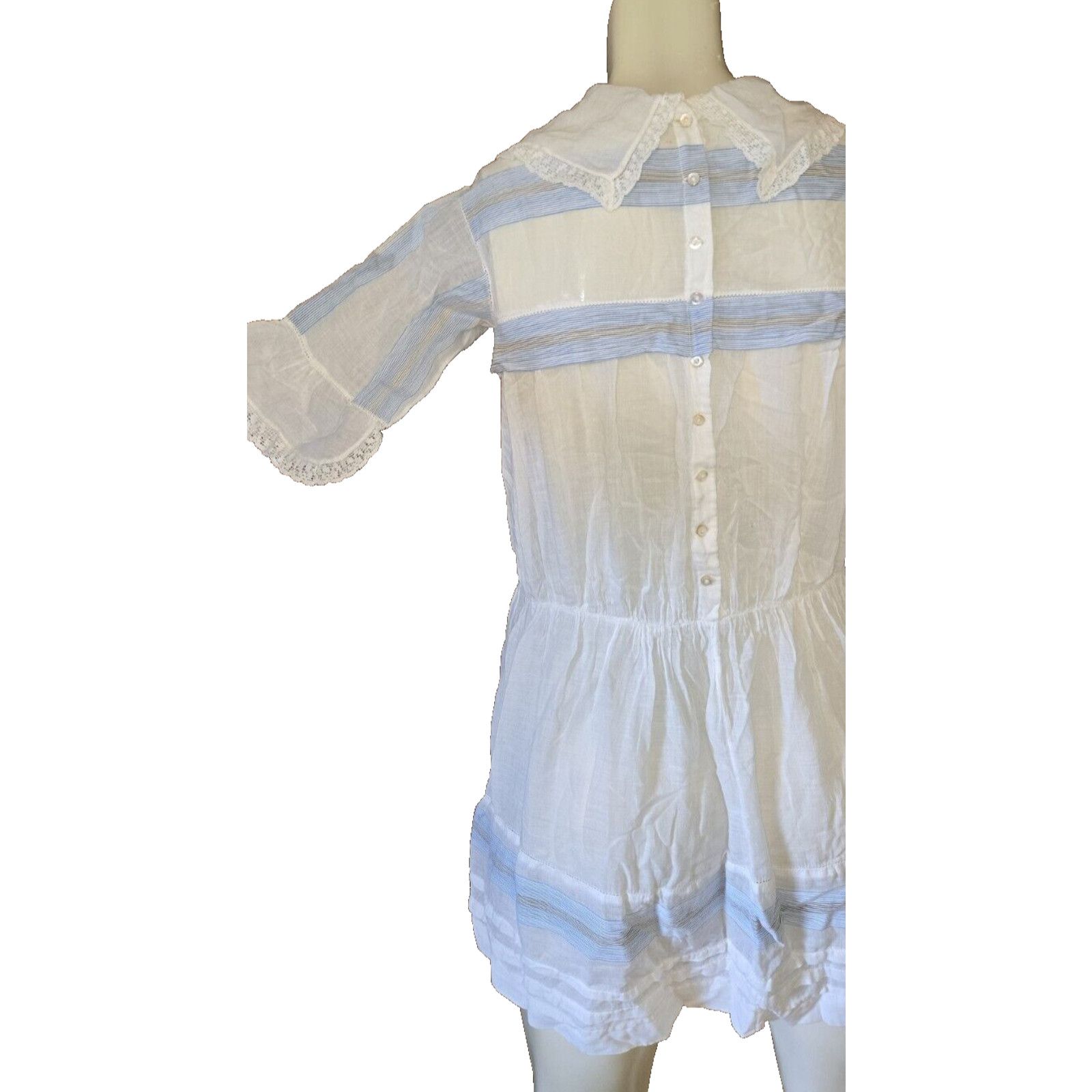 Other Antique Victorian Edwardian Embroidered Stripe Sailor Dress Size S / US 4 / IT 40 - 10 Thumbnail