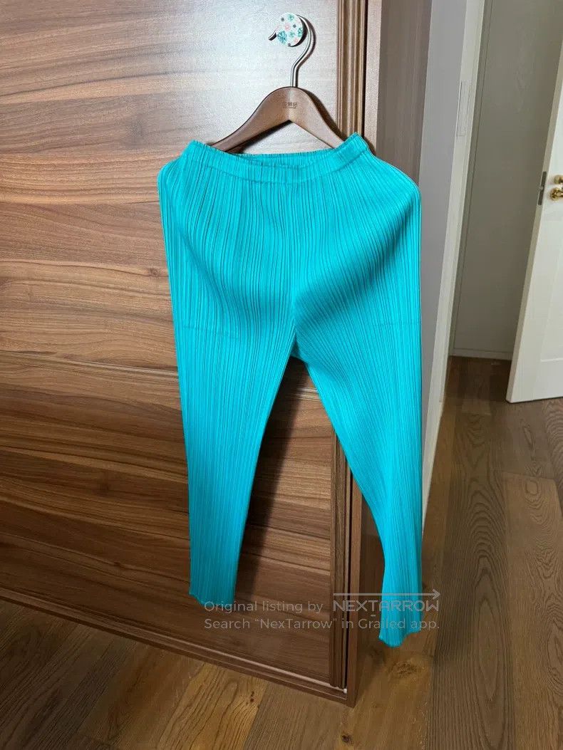 Issey Miyake Issey Miyake size:3 Teal Straight-Leg Pants Size 31" - 1 Thumbnail