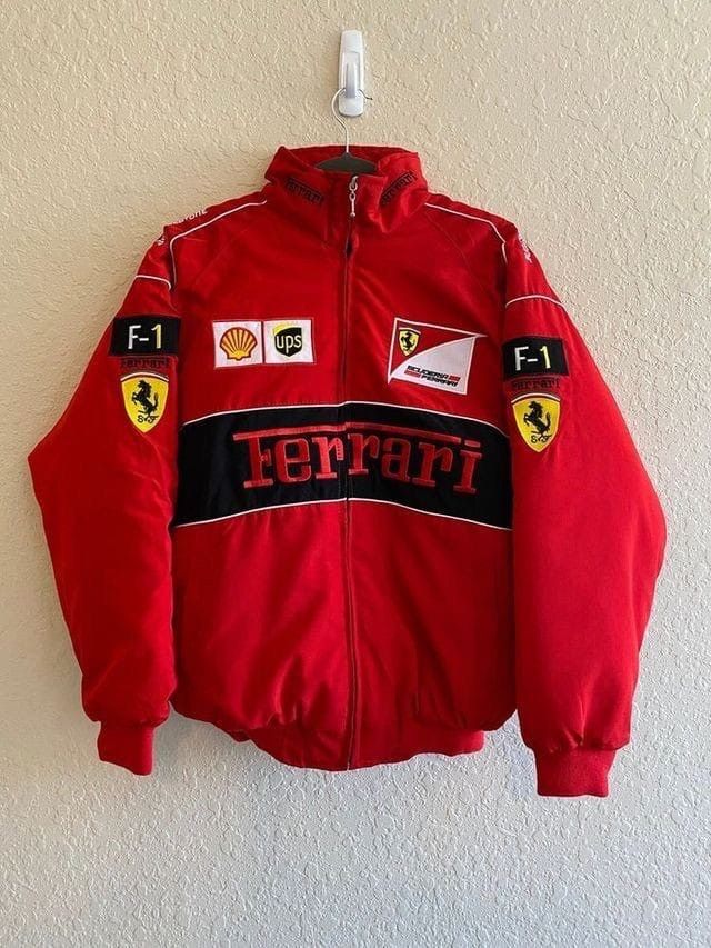 Ferrari Vintage Red Ferrari Racing- Jacket Motorsport Style Jacket Size US L / EU 52-54 / 3 - 1 Thumbnail