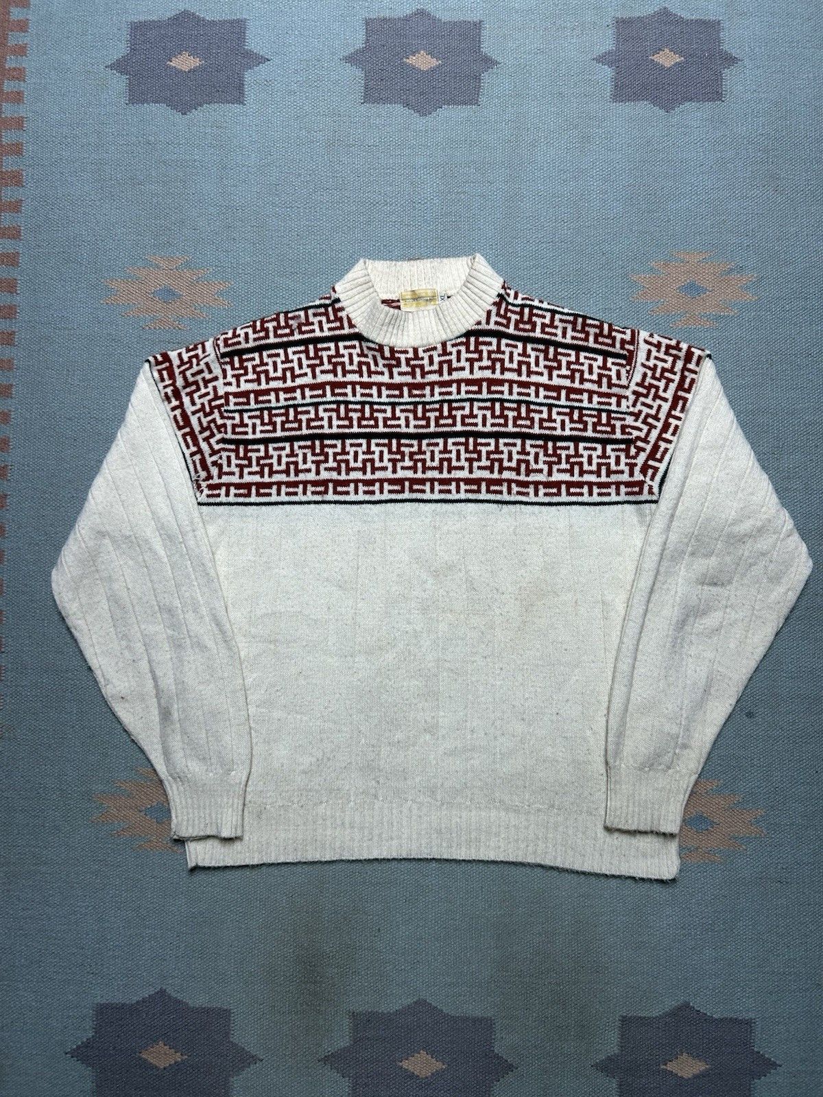 Vintage 70s acrylic knit sweater Detroit knitting mills geometri XL Size US XL / EU 56 / 4 - 1 Thumbnail