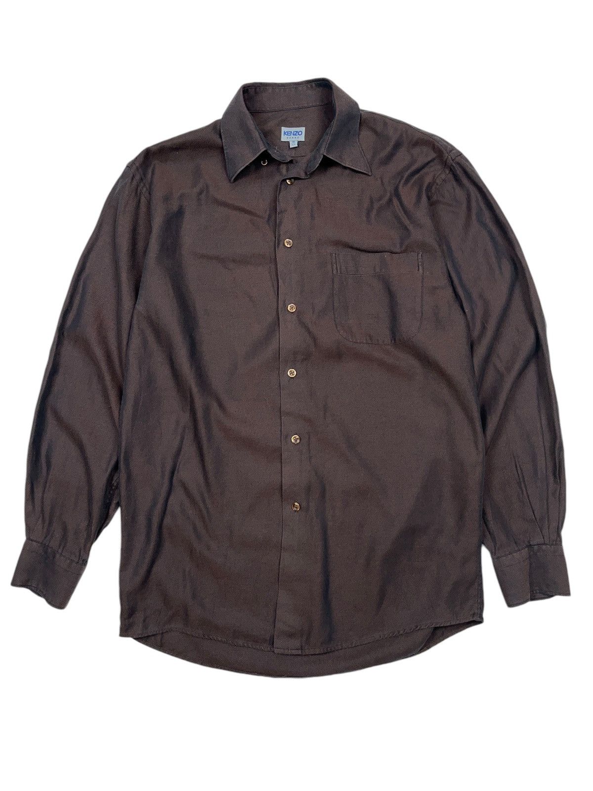 Kenzo × Vintage Vintage Kenzo Homme Bronze Single Pocket Button Up Shirt Size US XL / EU 56 / 4 - 1 Thumbnail