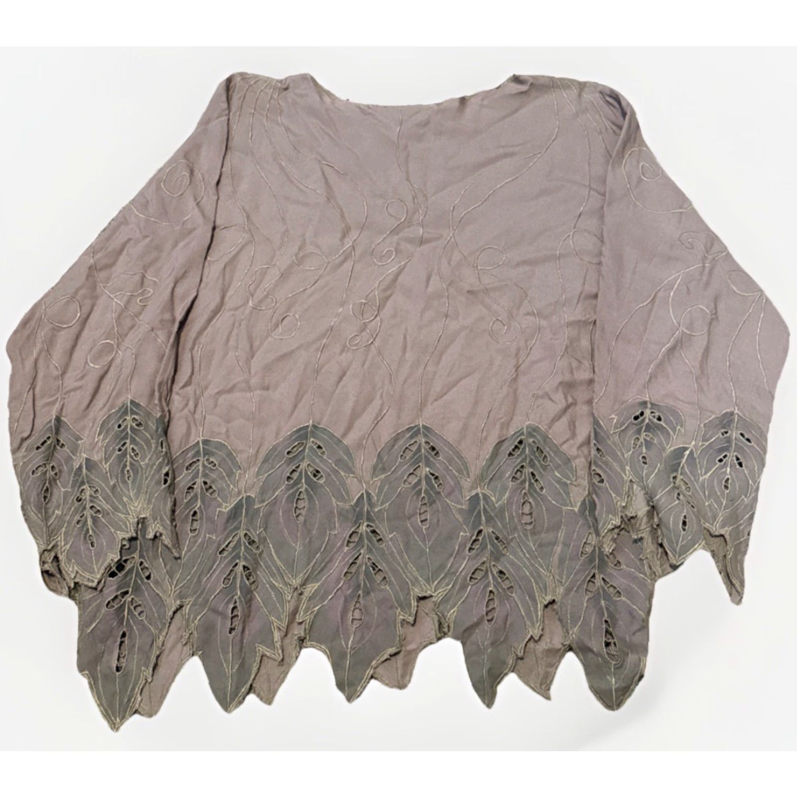 Vintage VINTAGE Marcia & Me & Co Blouse Long Sleeve Women Small Mauve 90s Boho Leaf Cut Out Hem Y2K Top Size S / US 4 / IT 40 - 2 Thumbnail