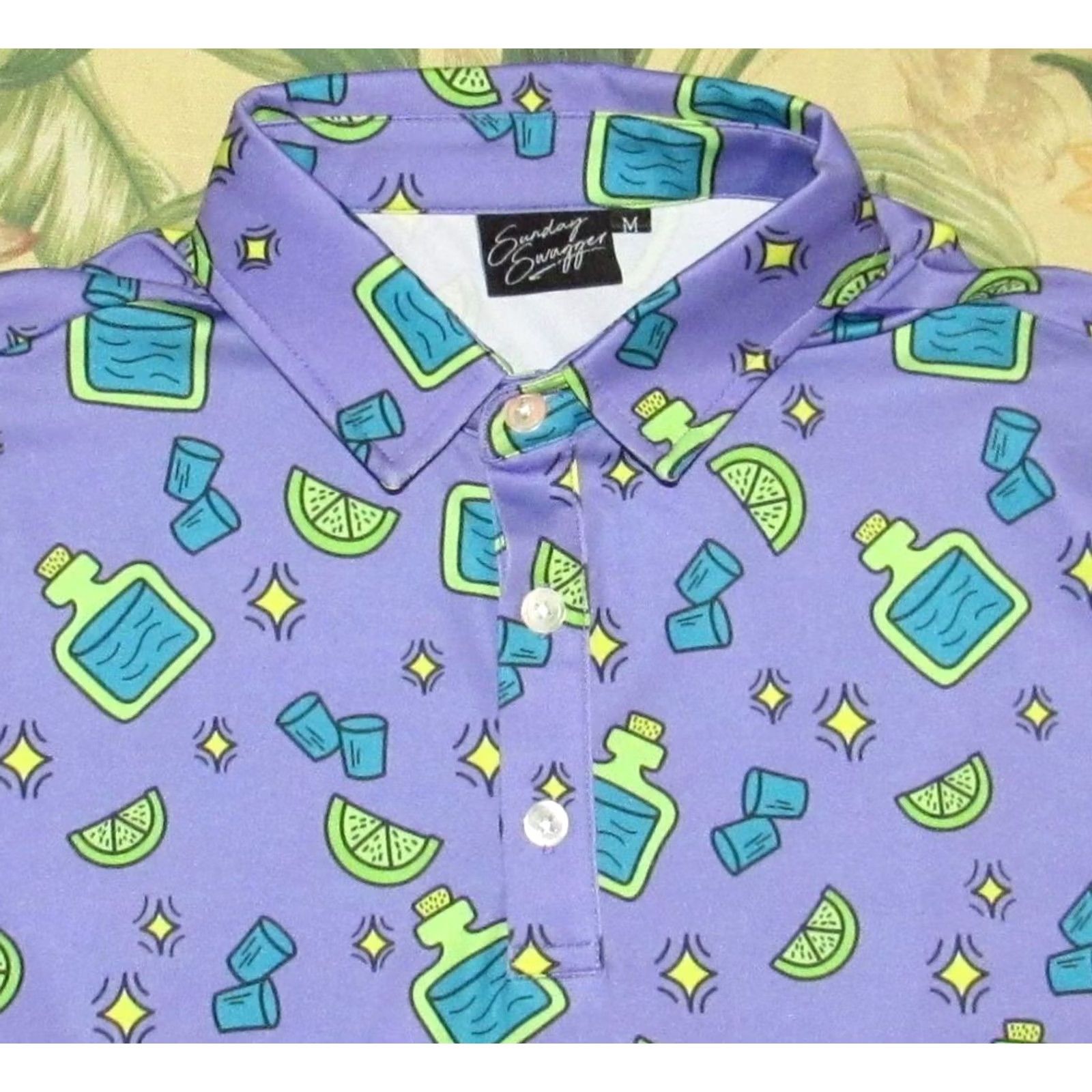 Vintage SUNDAY SWAGGER Purple Short Sleeve Tequila & Lime Polo Shirt M Mens Size US M / EU 48-50 / 2 - 2 Thumbnail