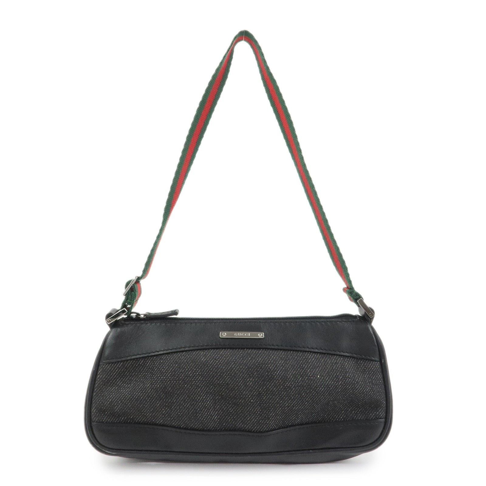 Gucci Gucci Sherry Denim & Leather Shoulder Bag Black Size ONE SIZE - 1 Thumbnail