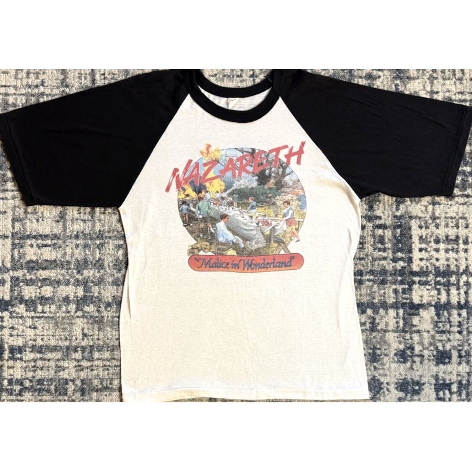 Vintage VINTAGE Nazareth Malice In Wonderland T Shirt L 1980 Funkadelic Band Music Rock White Mens Size US L / EU 52-54 / 3 - 4 Thumbnail