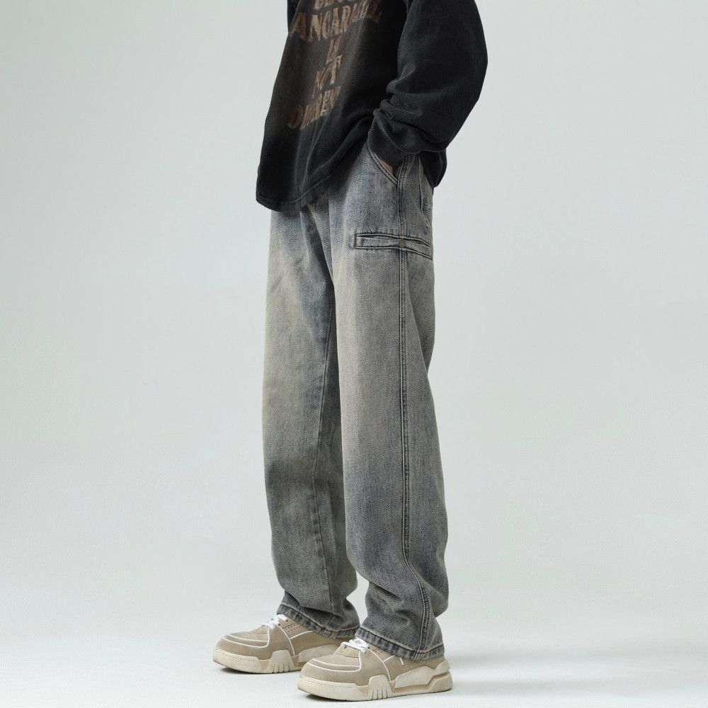 Japanese Brand Men's washed distressed loose straight leg high street jeans Size US 32 / EU 48 - 4 Thumbnail