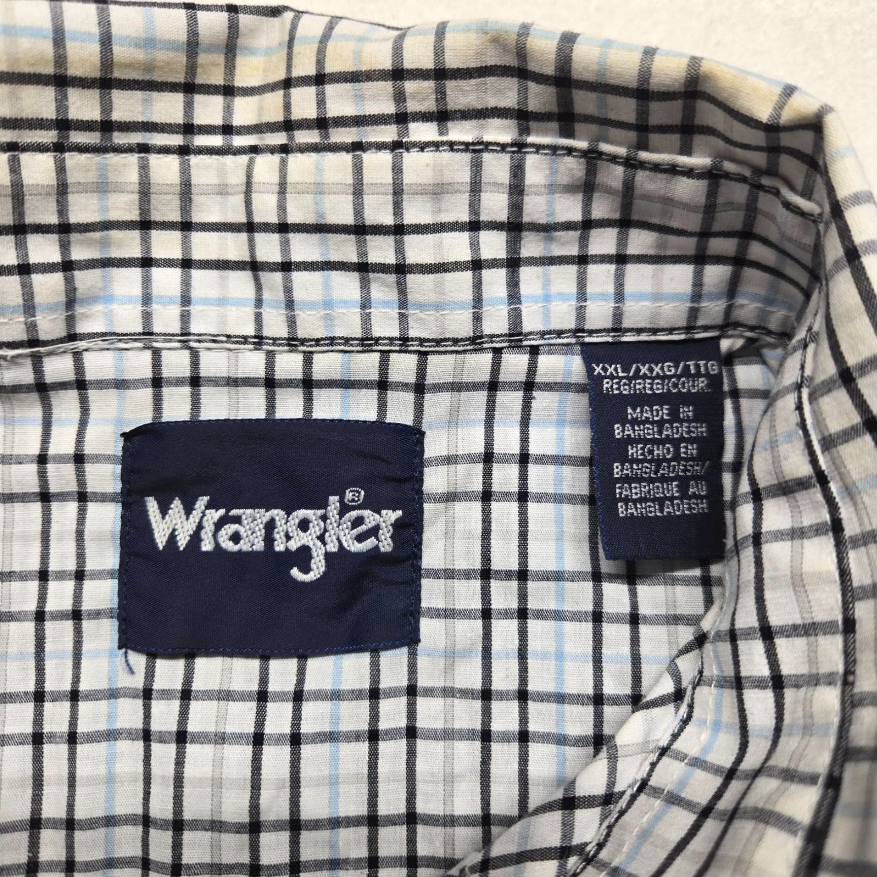 Wrangler Wrangler Button-Up Shirt Blue Plaid Cowboy Western Mens 2XL Size US XXL / EU 58 / 5 - 3 Thumbnail