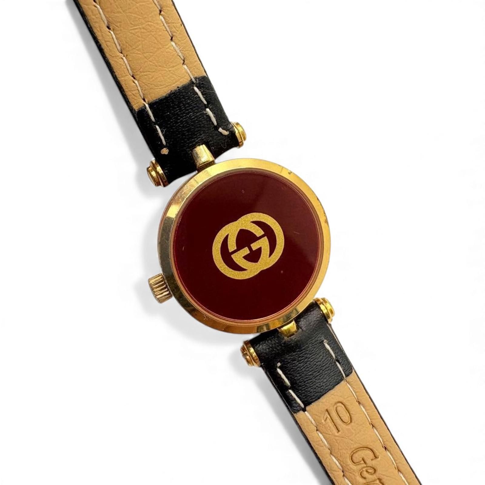 Gucci Gucci - Women Vintage Leather Strap Watch with Gold Size ONE SIZE - 8 Thumbnail