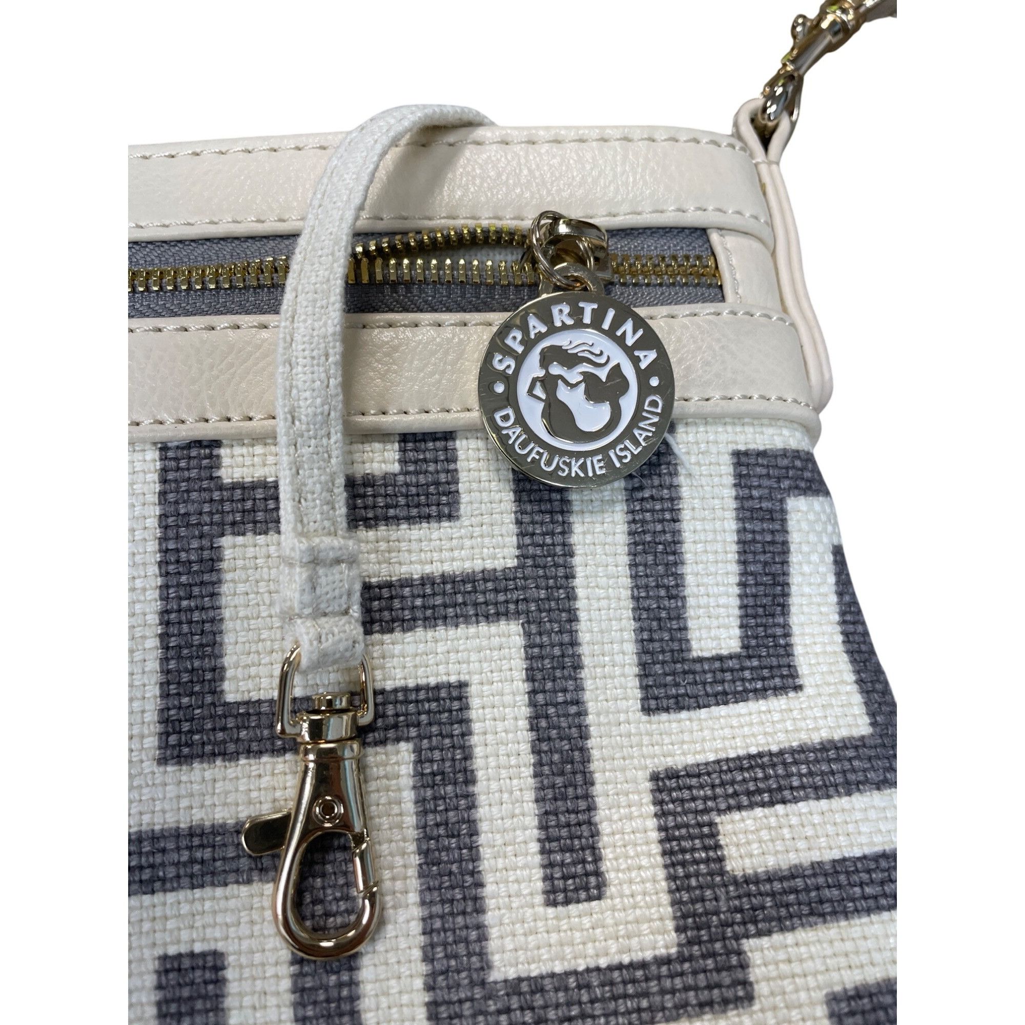 Other Spartina 449 womans cream gray leather linen crossbody handb Size ONE SIZE - 11 Thumbnail