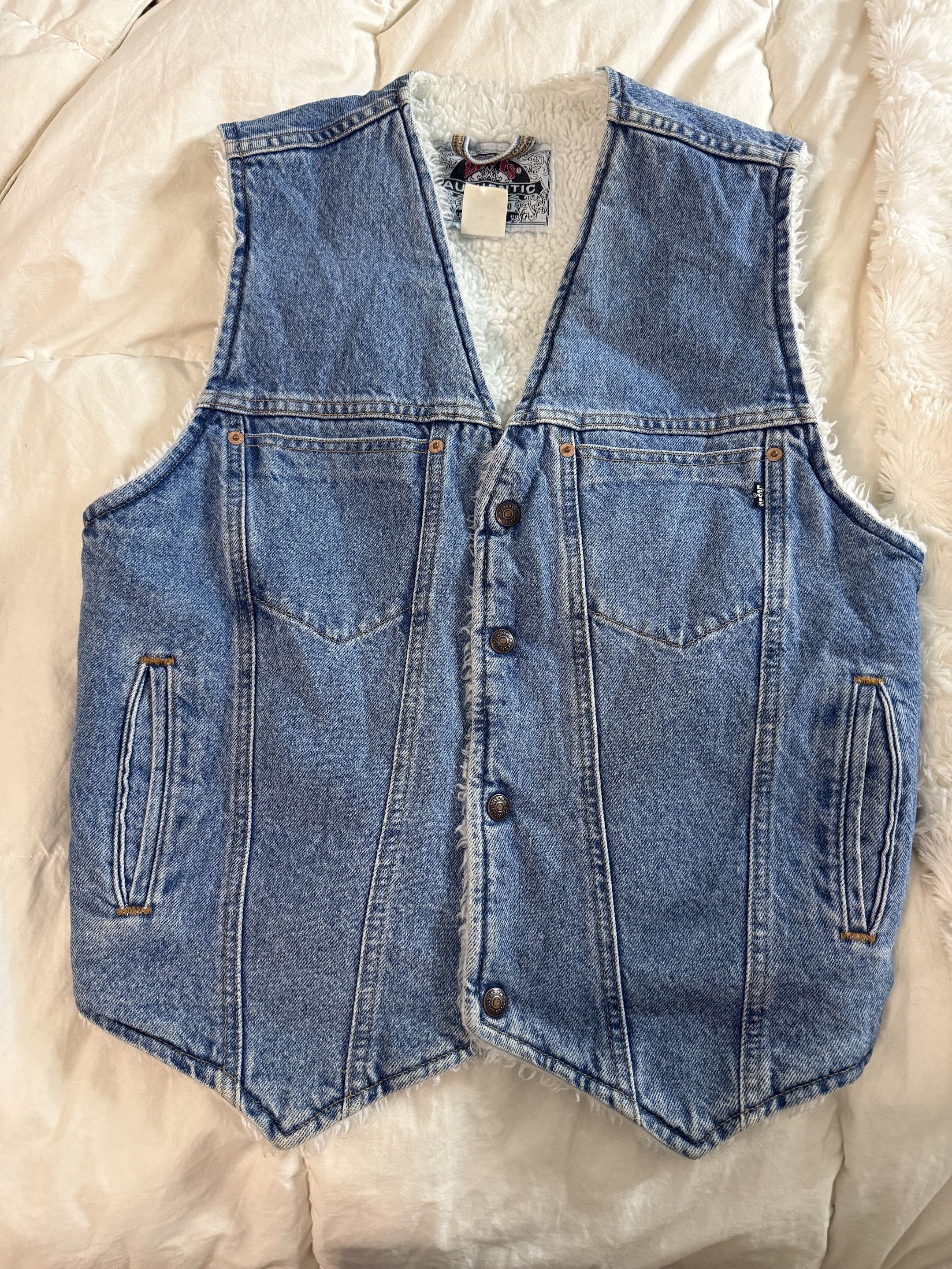 Levi's Vintage Clothing Vintage Levis Denim Vest Sherpa Lined Jean Jacket Sl Size S / US 4 / IT 40 - 1 Thumbnail