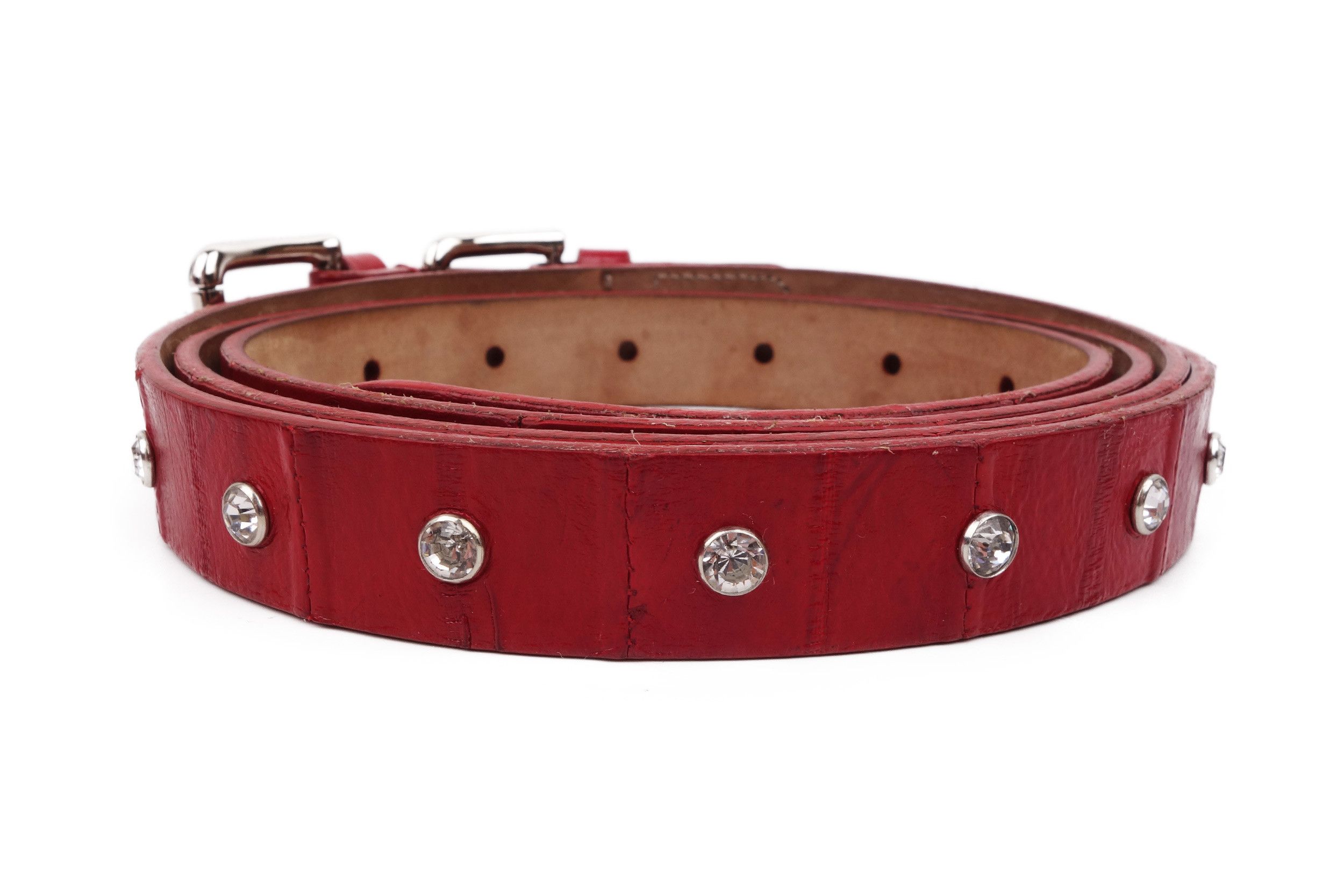 Dolce & Gabbana Dolce Gabbana Red Leather Belt Studded Rhinestone Crystal 36 Size ONE SIZE - 5 Thumbnail