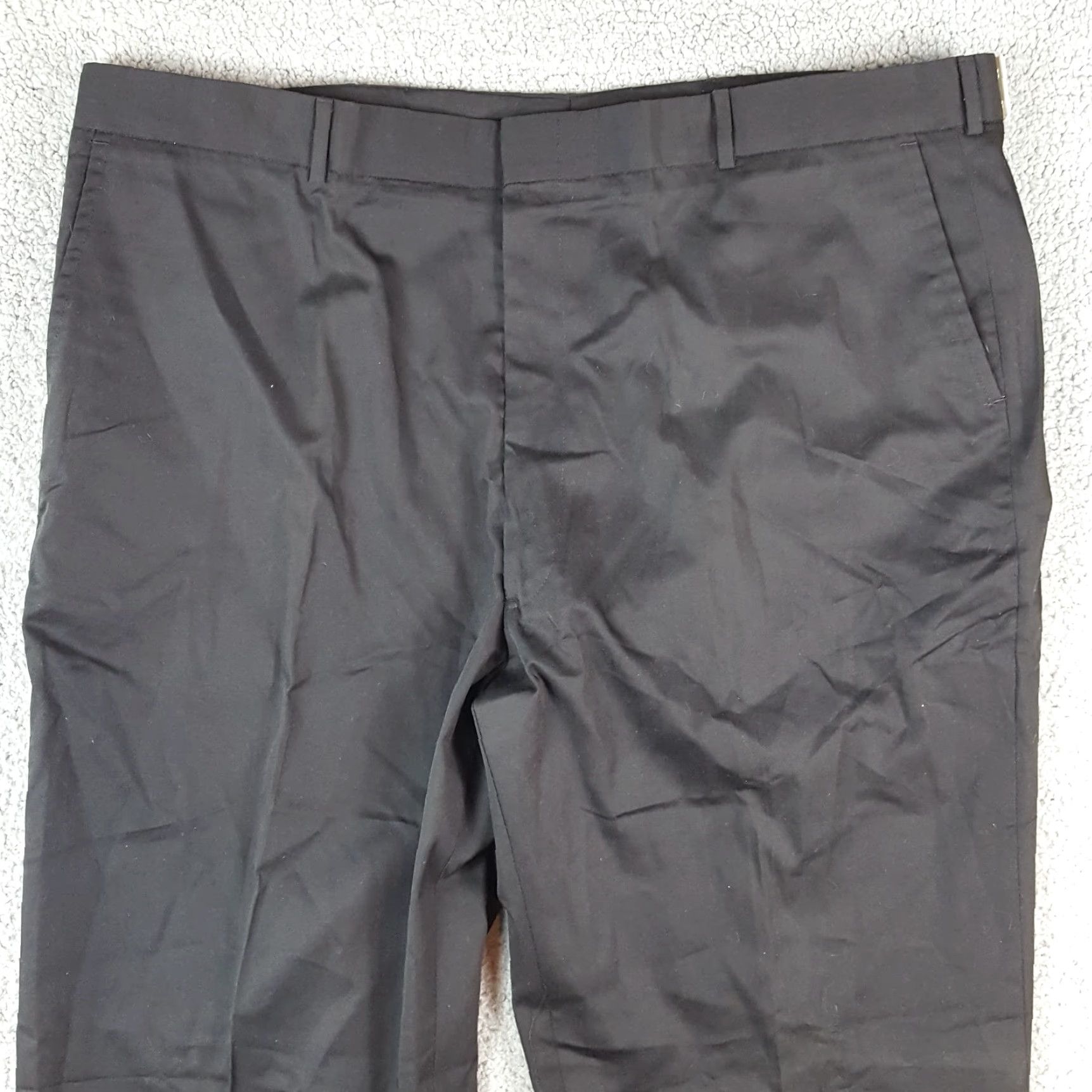 Vintage VINTAGE 80s Men's Dress Pants Size 45x36 Black Cotton Straight Leg Retro Workwear Y2K Size US 44 / EU 60 - 2 Thumbnail