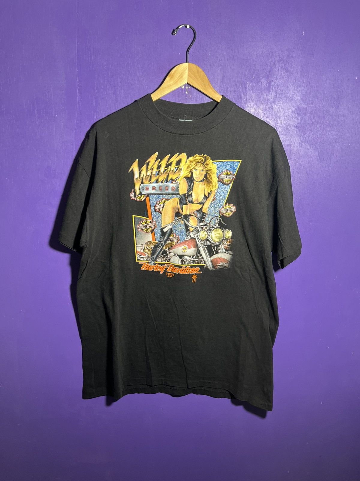 Harley Davidson Vintage 1988 3D emblem Harley Davidson wild breeds t-shirt Size US XL / EU 56 / 4 - 1 Thumbnail