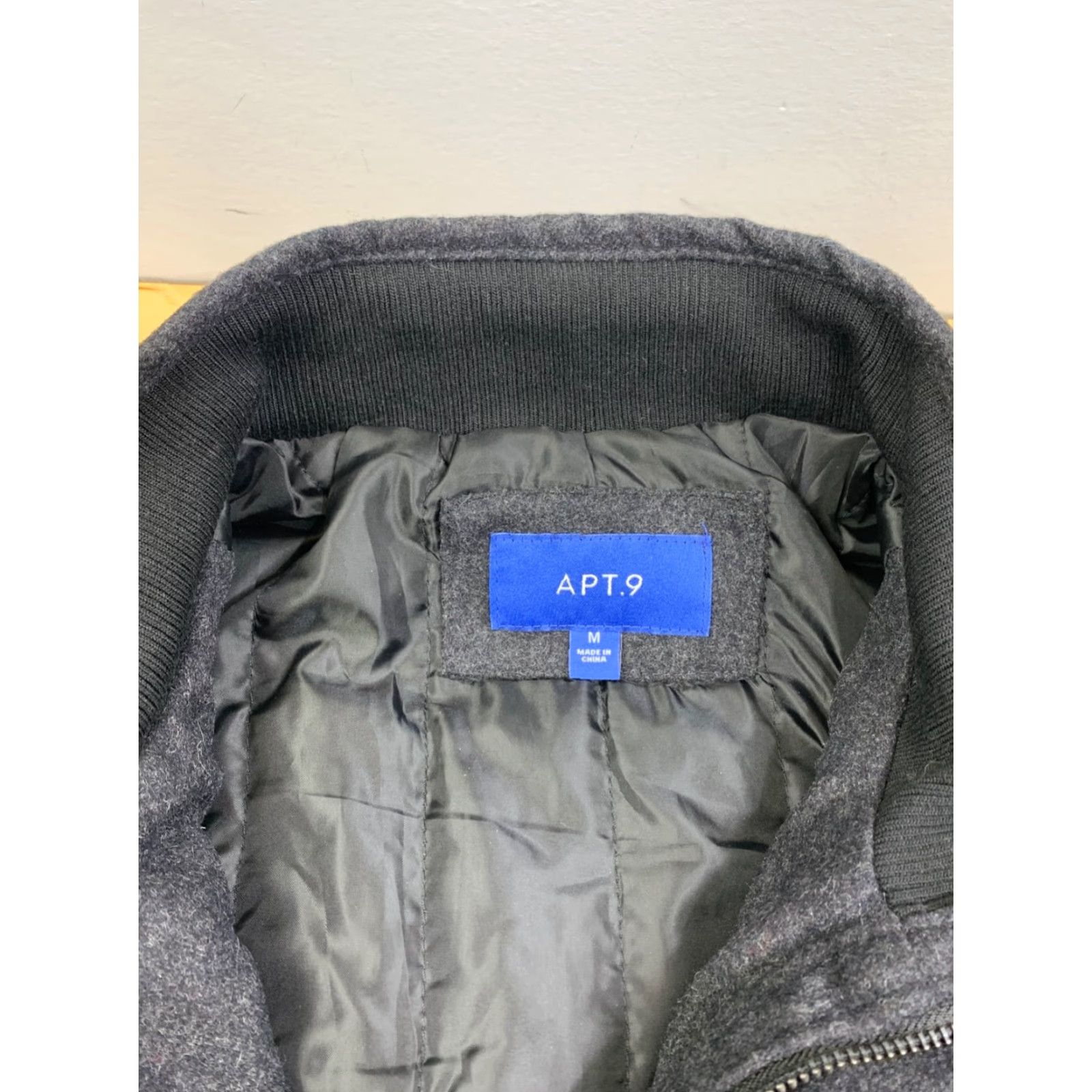 Apt. 9 Apt 9 Jacket Mens M Wool Blend Zip Button Pockets Lined Casual Dark Gray/Gray Winter Fall Spring Regular Tested Size US M / EU 48-50 / 2 - 2 Thumbnail
