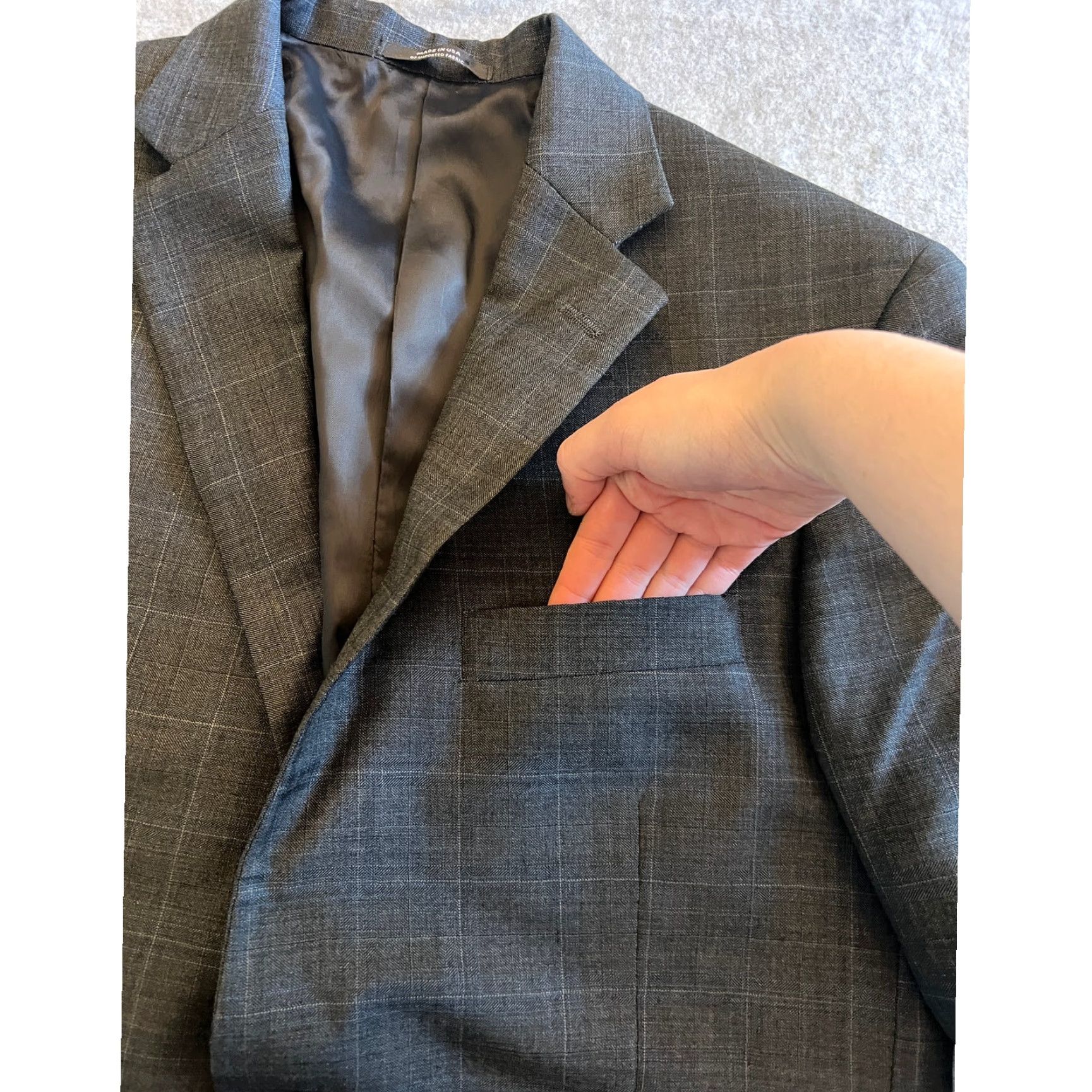 Hart Schaffner Marx Hart Schaffner Marx Blazer Sport Coat Men Large Lined Gray Single Breasted Notch Wool Coat Style Size 42R - 7 Thumbnail